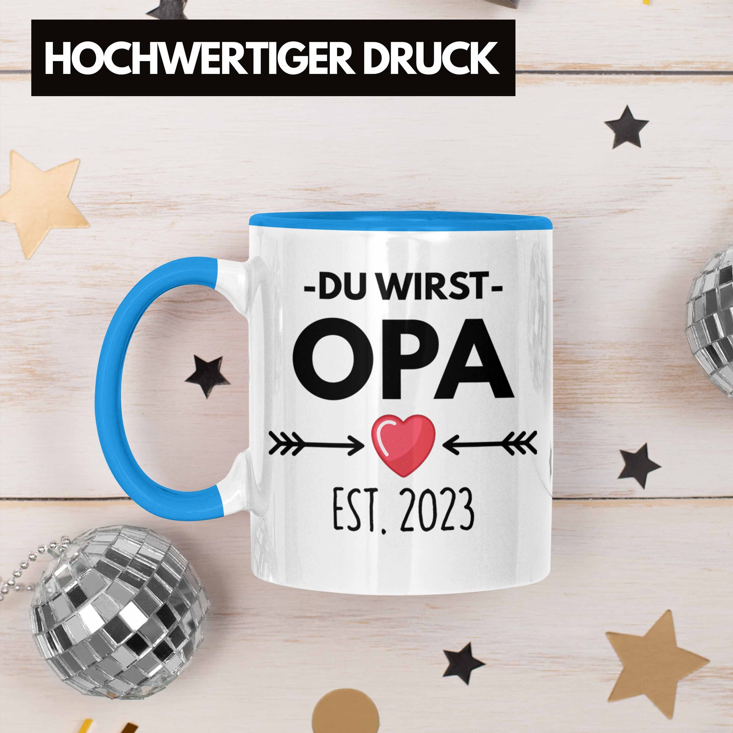 Tasse Blau 2023 Opa Schwangerschaft - Wirst Du Opa Geschenk Trendation Trendation