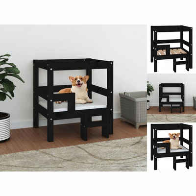 vidaXL Hundekorb Hundebett Schwarz 55,5x53,5x60 cm Massivholz Kiefer