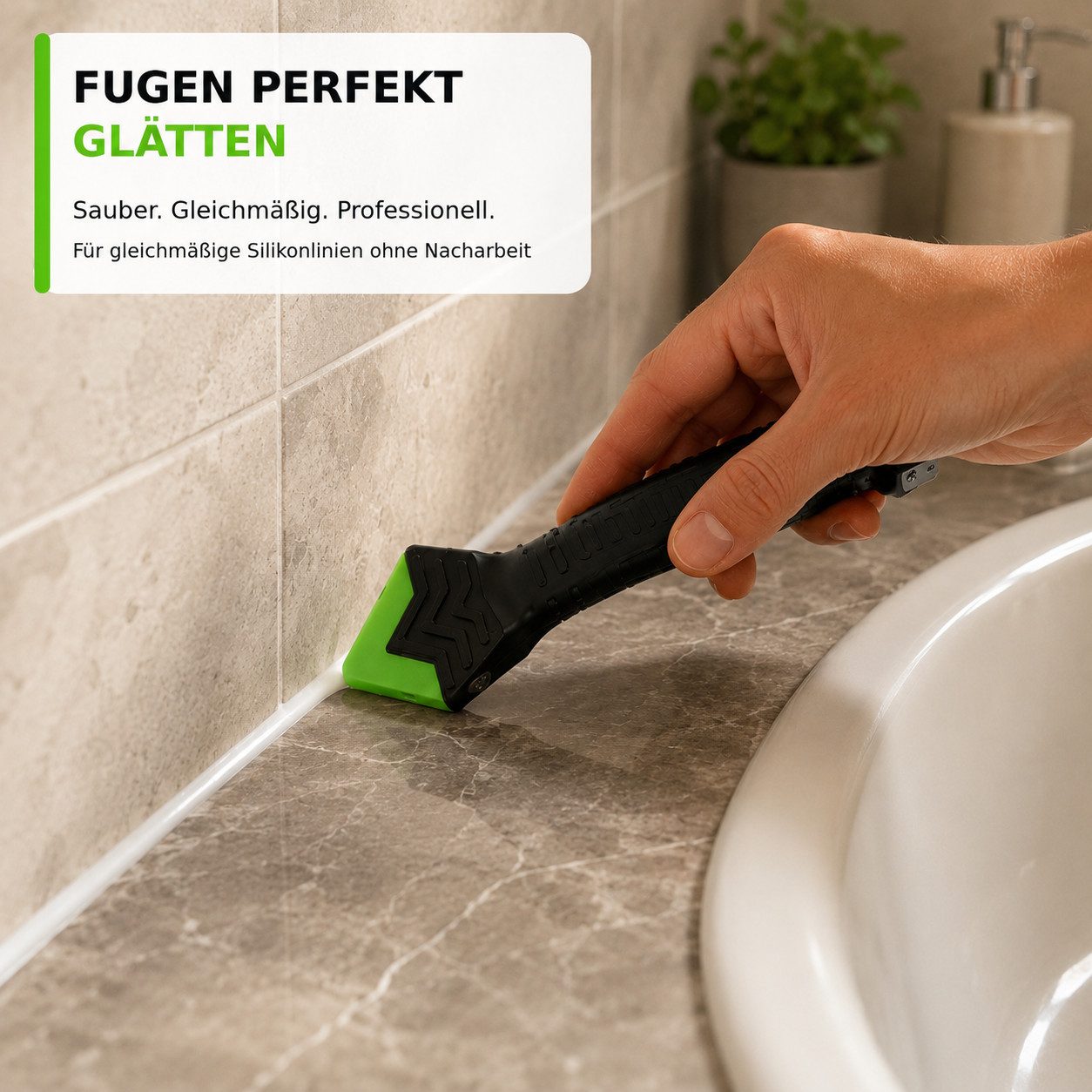 Luckice Multitool 5‑in‑1 Silikonentferner‑Set – Fugenwerkzeug aus Edelstahl, (Set, mit 6 austauschbaren Silikonpads, Schaber und Dichtstoffwerkzeug), Praktische – Bild 5 von 5