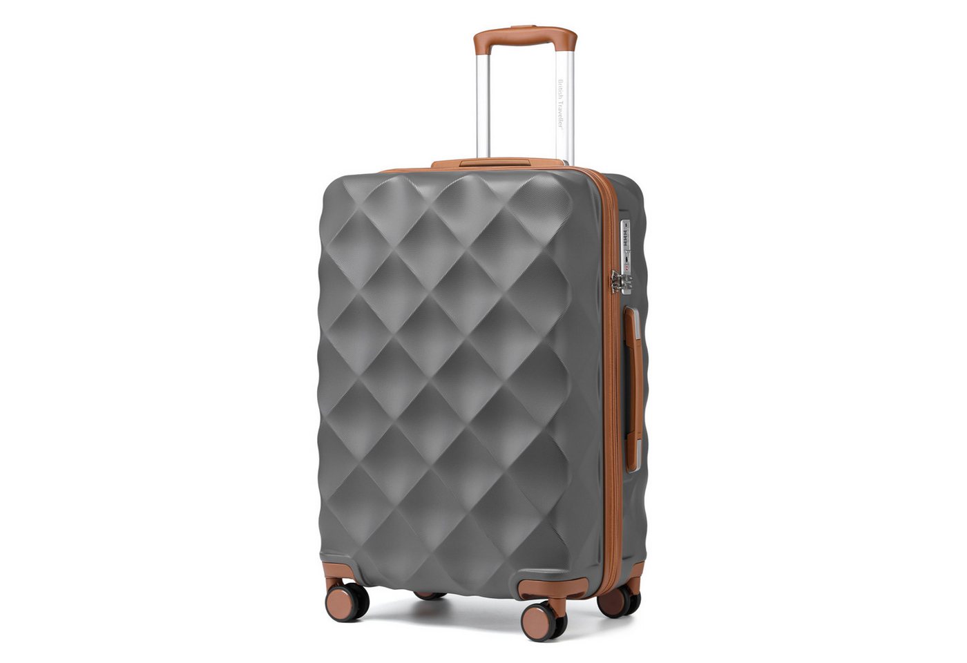 British Traveller Koffer ABS+PC Trolley mit TSA-Schloss, Ideal als Reisekoffer, Rollkoffer