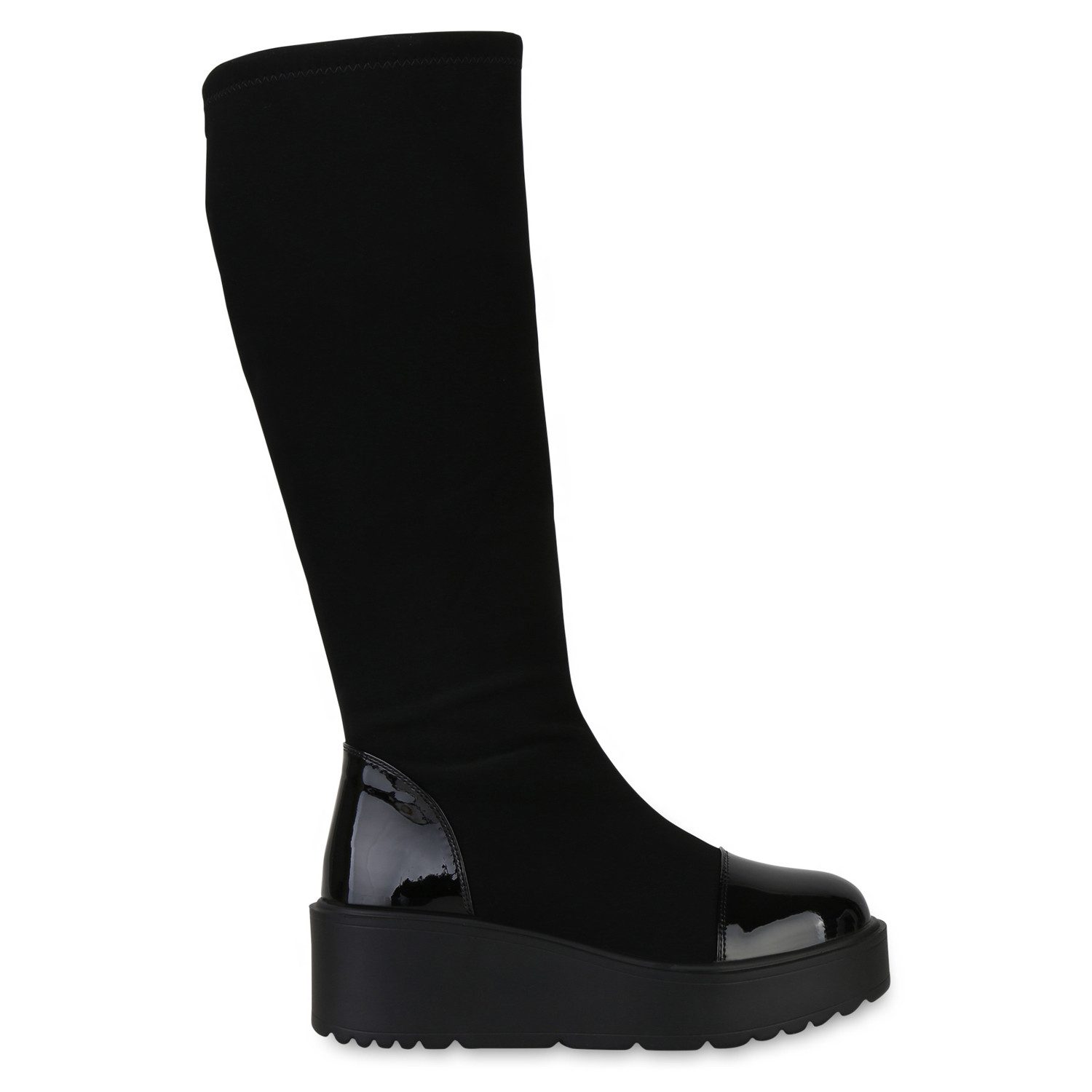 VAN HILL 841340 Keilstiefel Damen Keilstiefel Allison Stiefel mit Plateau & Lack-Details – Bild 2 von 4