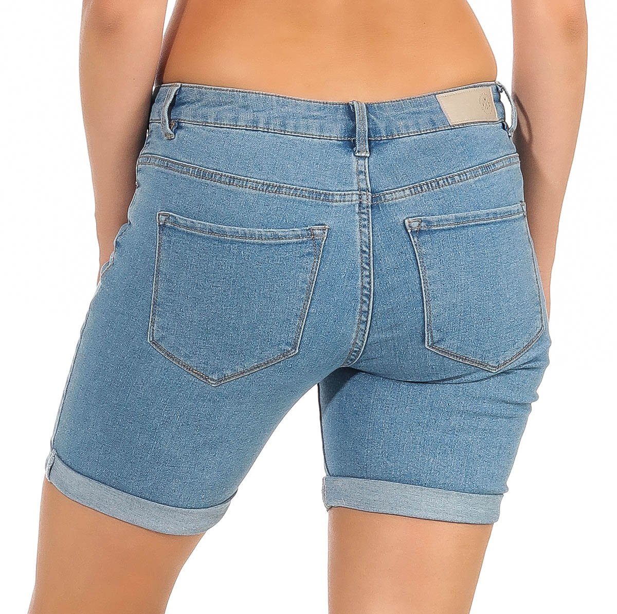 VMHOT Jeans Vero hochwertigem Seven Damen Jeans Jeansshorts 5-Pocket light Stoff denim Nw VERO 10193078 Pants Moda MODA blue Long DNM Shorts aus