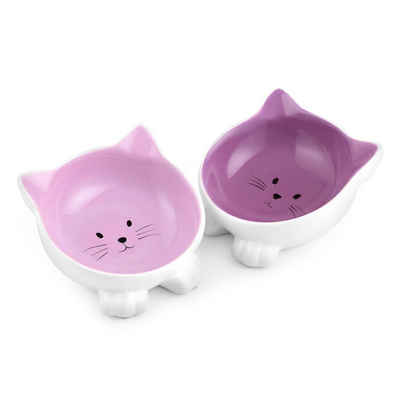 Navaris Napf, Keramik, 2-teilig für Katzen - rutschfeste Keramik Futternäpfe