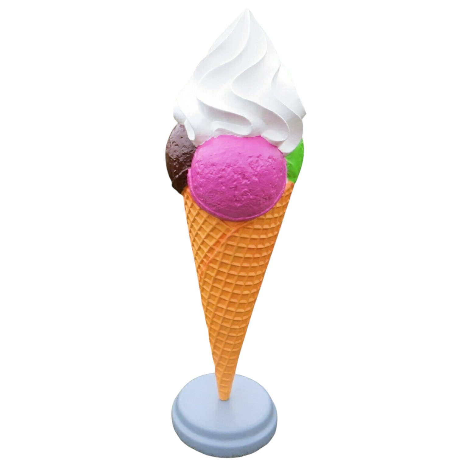 DEKO VERTRIEB BAYERN Skulptur XXL Eistüte 3 Kugeln mit Sahne +Ständer 2,00 m Deko Werbefigur