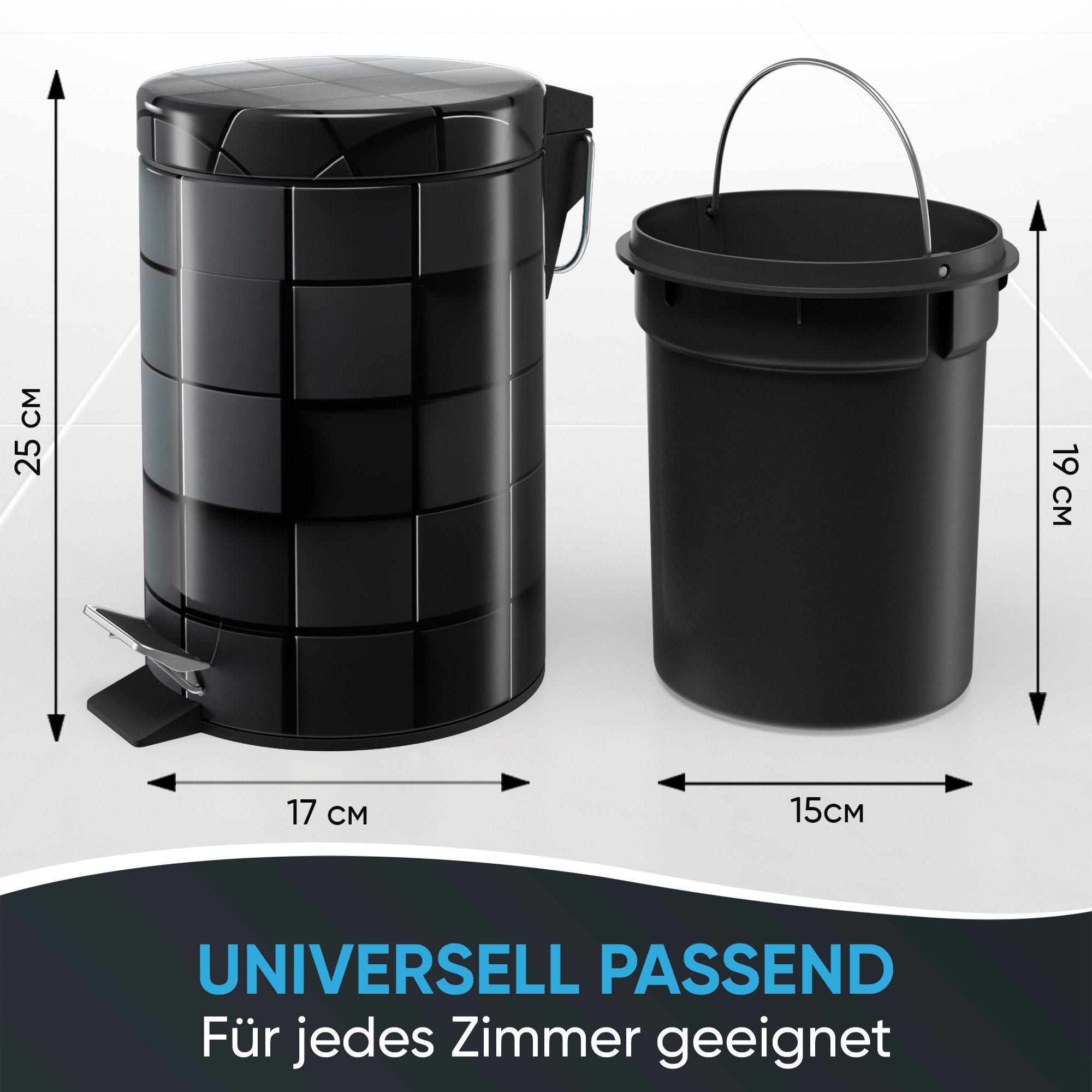 Sanilo Kosmetikeimer mit Motiv, viele schöne Bad Mülleimer zur Auswahl, 3 Liter, Abfalleimer mit Absenkautomatik & Innenbehälter
