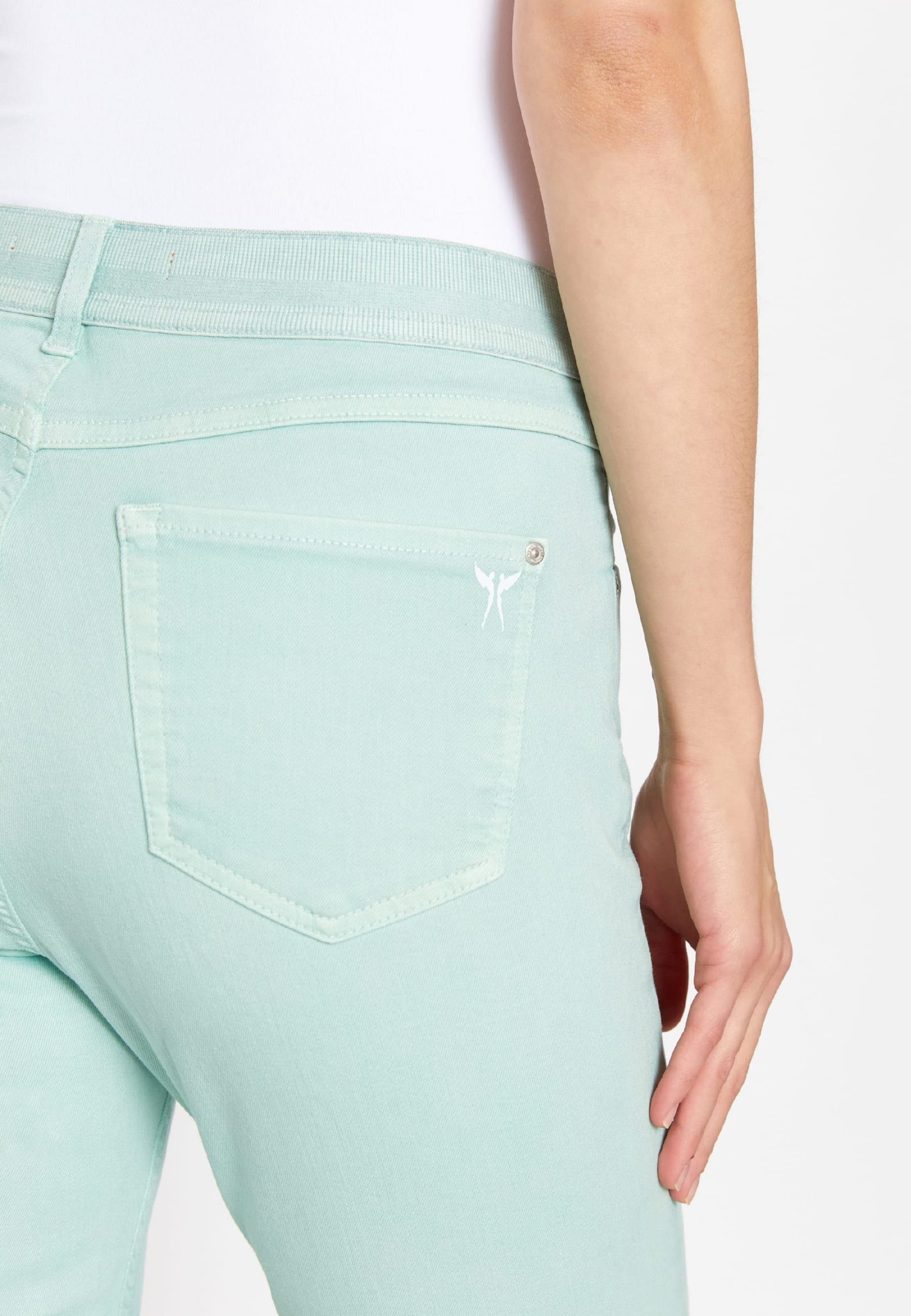 OSFA Denim Jeans Slim-fit-Jeans Coloured Label-Applikationen Crop mint mit mit ANGELS