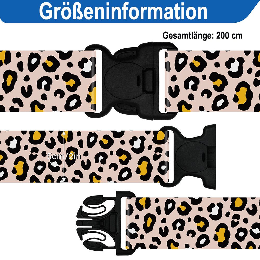 Agger Koffergurt 2er-Set Gepäckgurt Verstellbar,Leopardenmuster, für Reisen, (2-tlg), personalisierte Kofferbänder, robuste Kofferbänder, Schnellverschluss