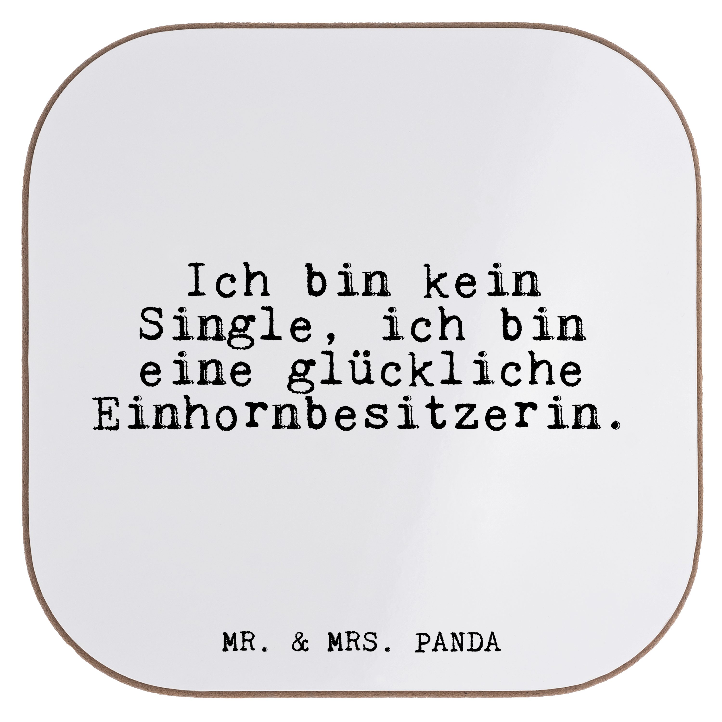 Mr. & Mrs. Panda Getränkeuntersetzer Ich bin kein Single,... - Weiß - Geschenk, Realität, Glizer Spruch Sp, 1-tlg. | Getränkeuntersetzer