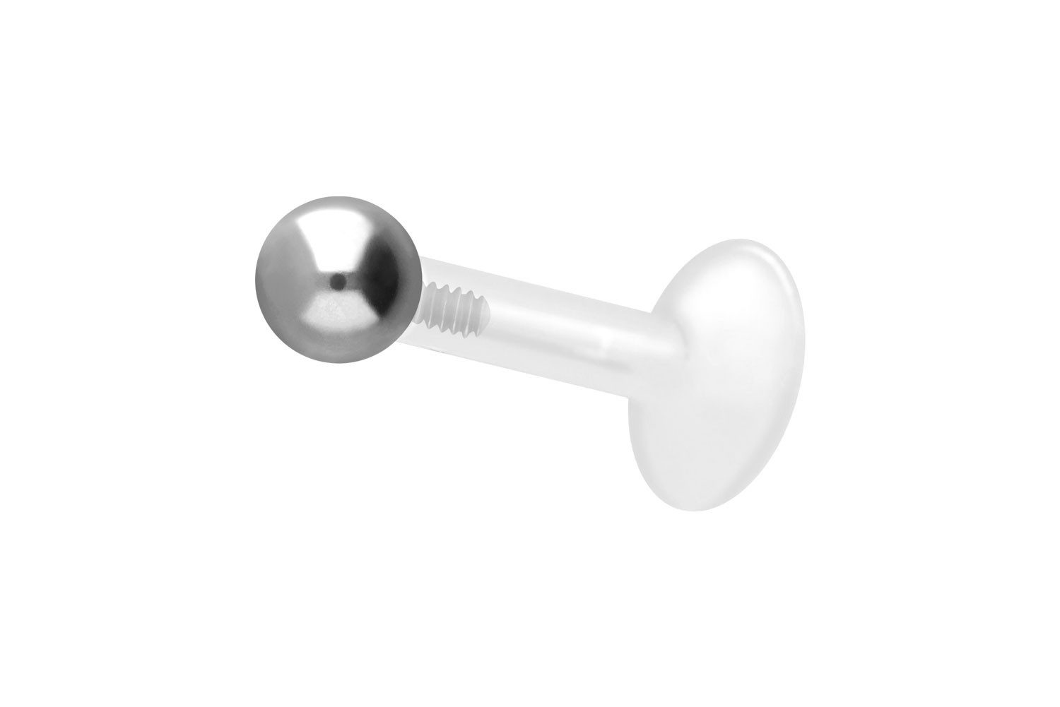 Piercing-Set PTFE Labret mit Innengewinde + Titan-Aufsatz KUGEL