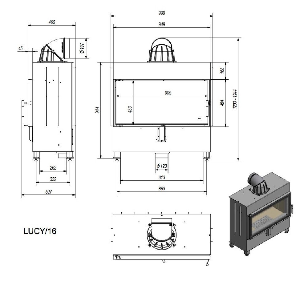 Kratki Kamineinsätze Lucy 16, 16,00 kW