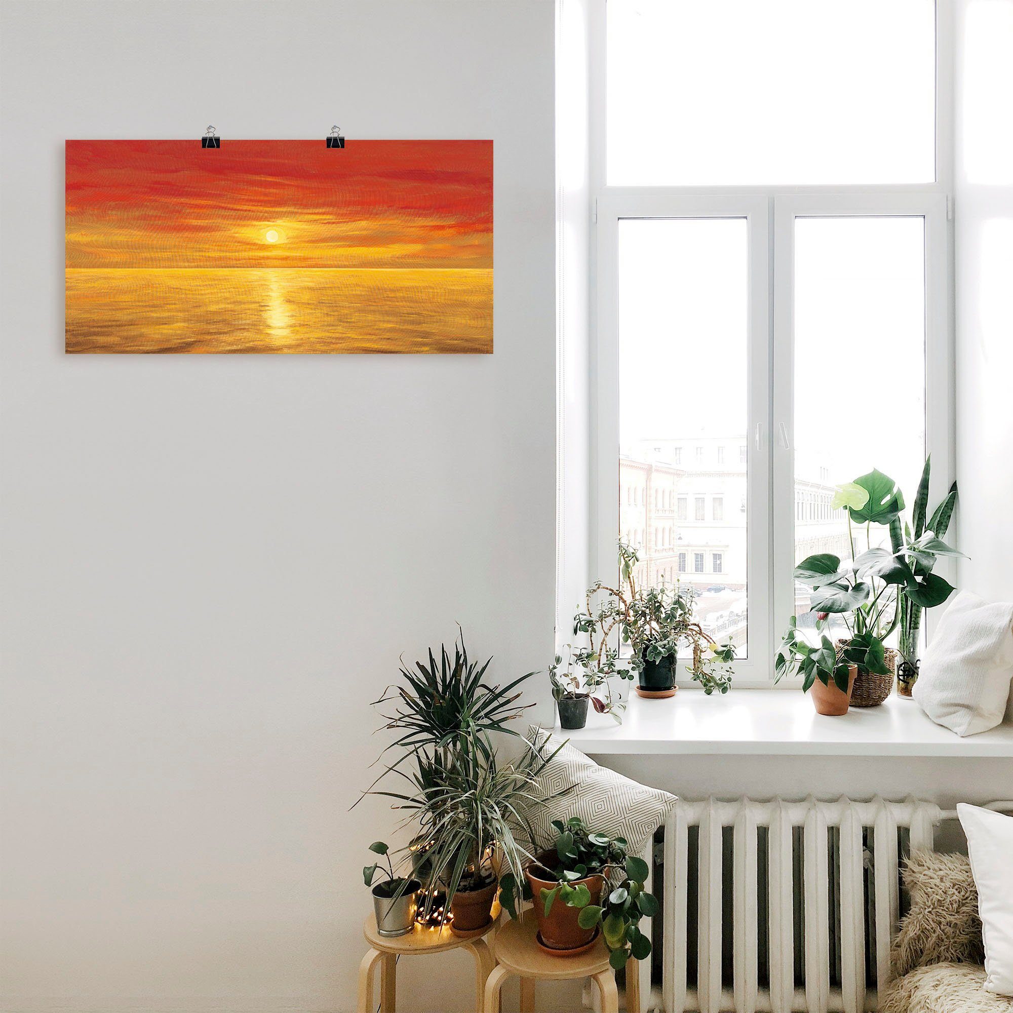 (1 Artland Wandbild oder Meer Leinwandbild, in versch. Meer, Wandaufkleber Oranges als Poster Größen Bilder Alubild, St),