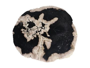 Natur24 Couchtisch Beistelltisch Fossil Versteinertes Holz 50x38 cm Unikat Schwarz
