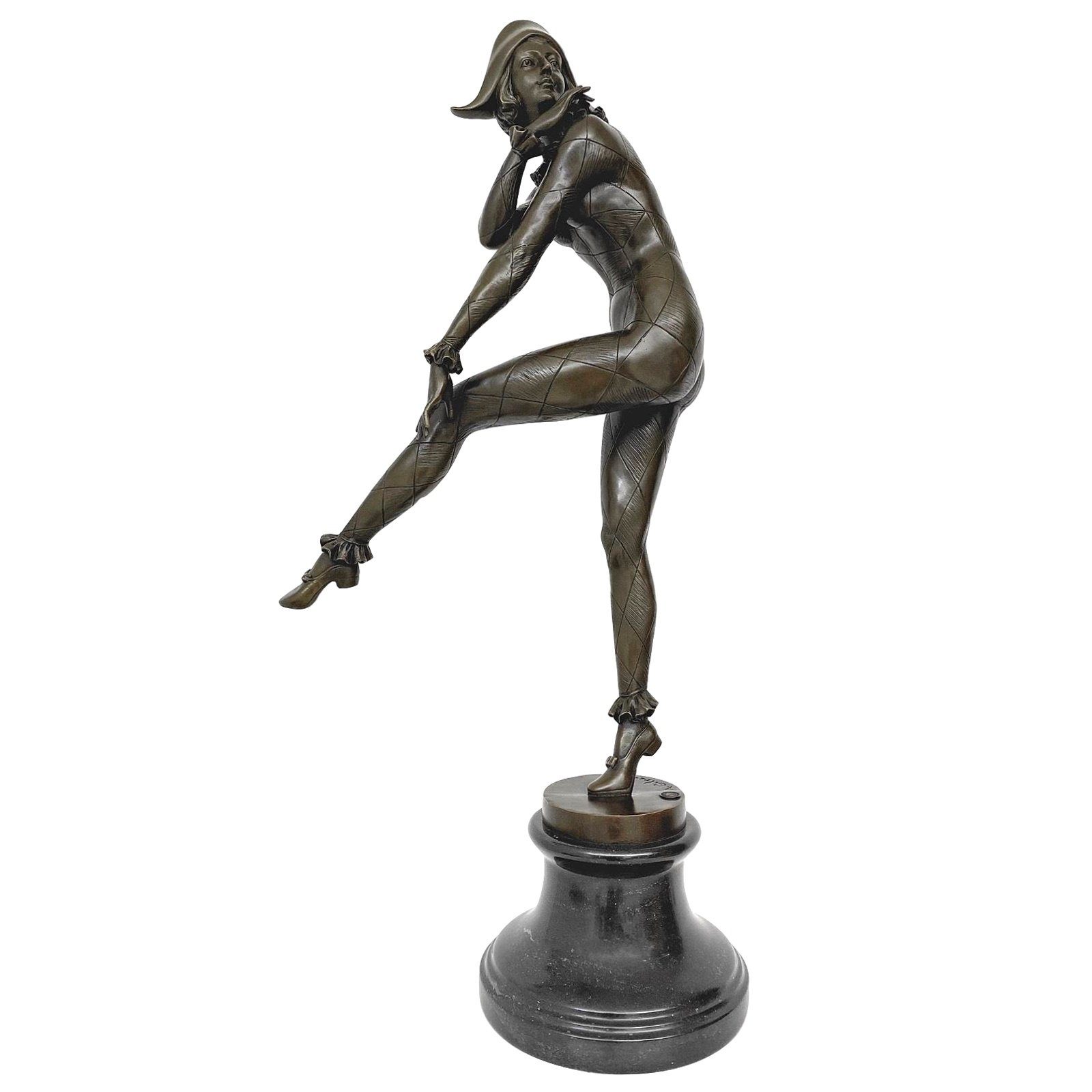 Frau nach Bronzeskulptur Aubaho Harlekin Bronze Figur Alfred Skulptur Gilbert Rep 72cm