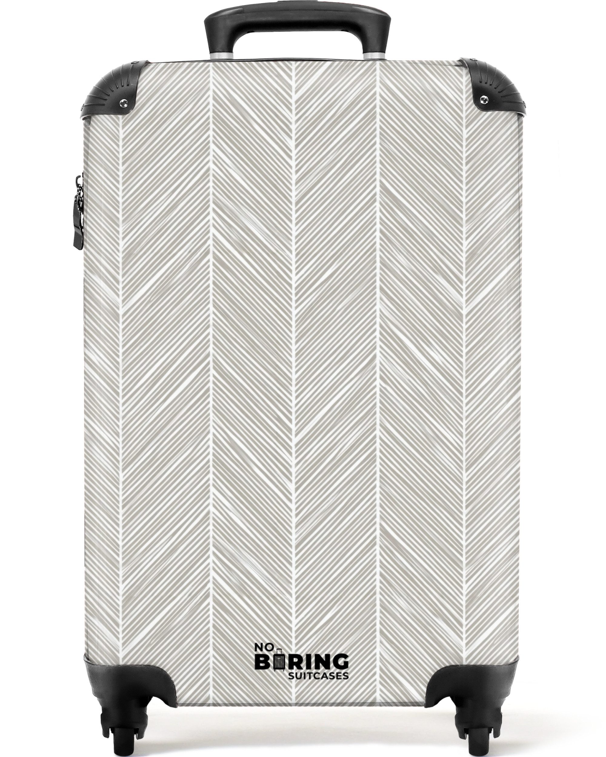 NoBoringSuitcases.com© Hartschalen-Trolley Klassisch - Fischgrätenmuster - Grau 55x35x20cm, Handgepäck Koffer & Trolleys, Luggage, Reisekoffer Frauen