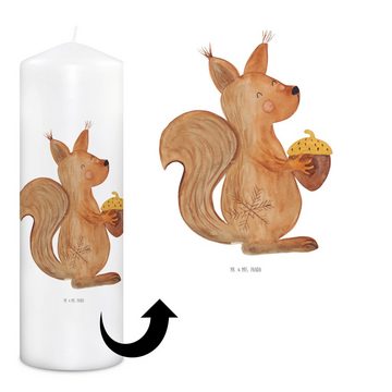 Mr. & Mrs. Panda Formkerze 29 x 8 cm XL Eichhörnchen Weihnachten - Weiß - Geschenk, Besondere Ke (1-tlg), Motiv schmilzt mit