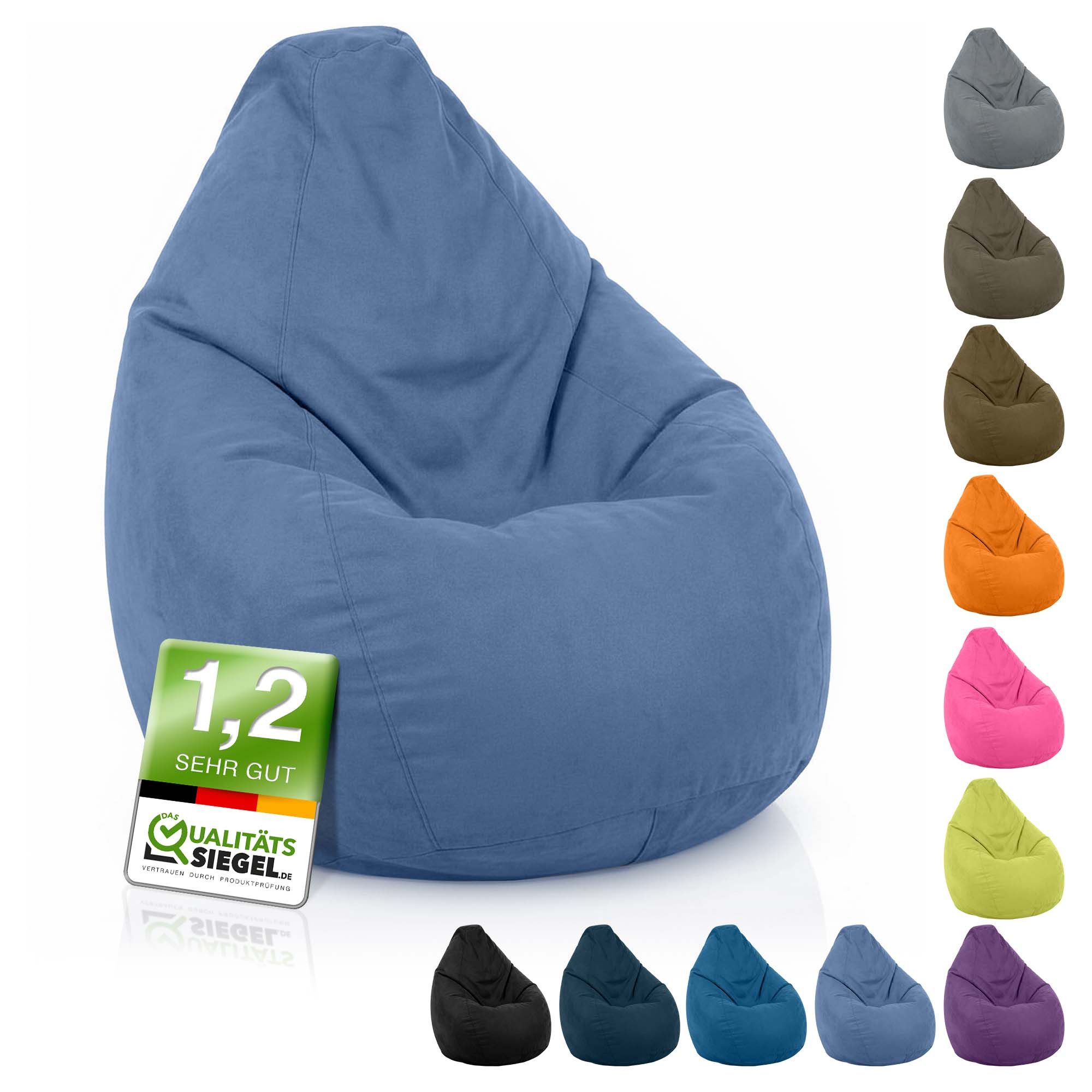 Green Bean Sitzsack Kinder Sitzsack Drop 60x60x90cm (mit Rückenlehne 60x60x90cm - Indoor Sitzkissen 220L EPS-Perlen Füllung, Kuschelig Waschbar), Bean Bag Bodenkissen Lounge Chair Sitzhocker Kindersitzsack