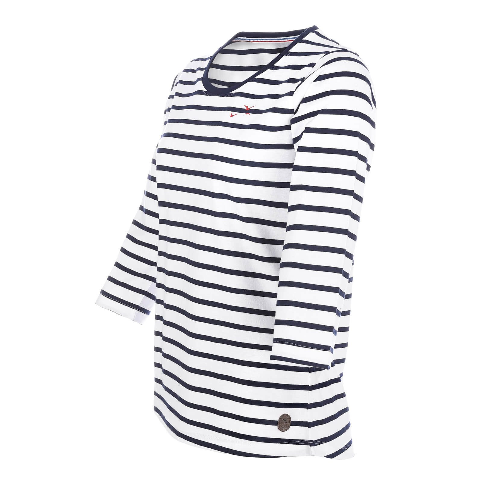 modAS 3/4-Arm-Shirt Damen 45902 Bretonisches Shirt 3/4-Arm Rundhals Ringelshirt Baumwolle Streifenshirt atmungsaktiv & hautfreundlich, Maritimer Tragekomfort