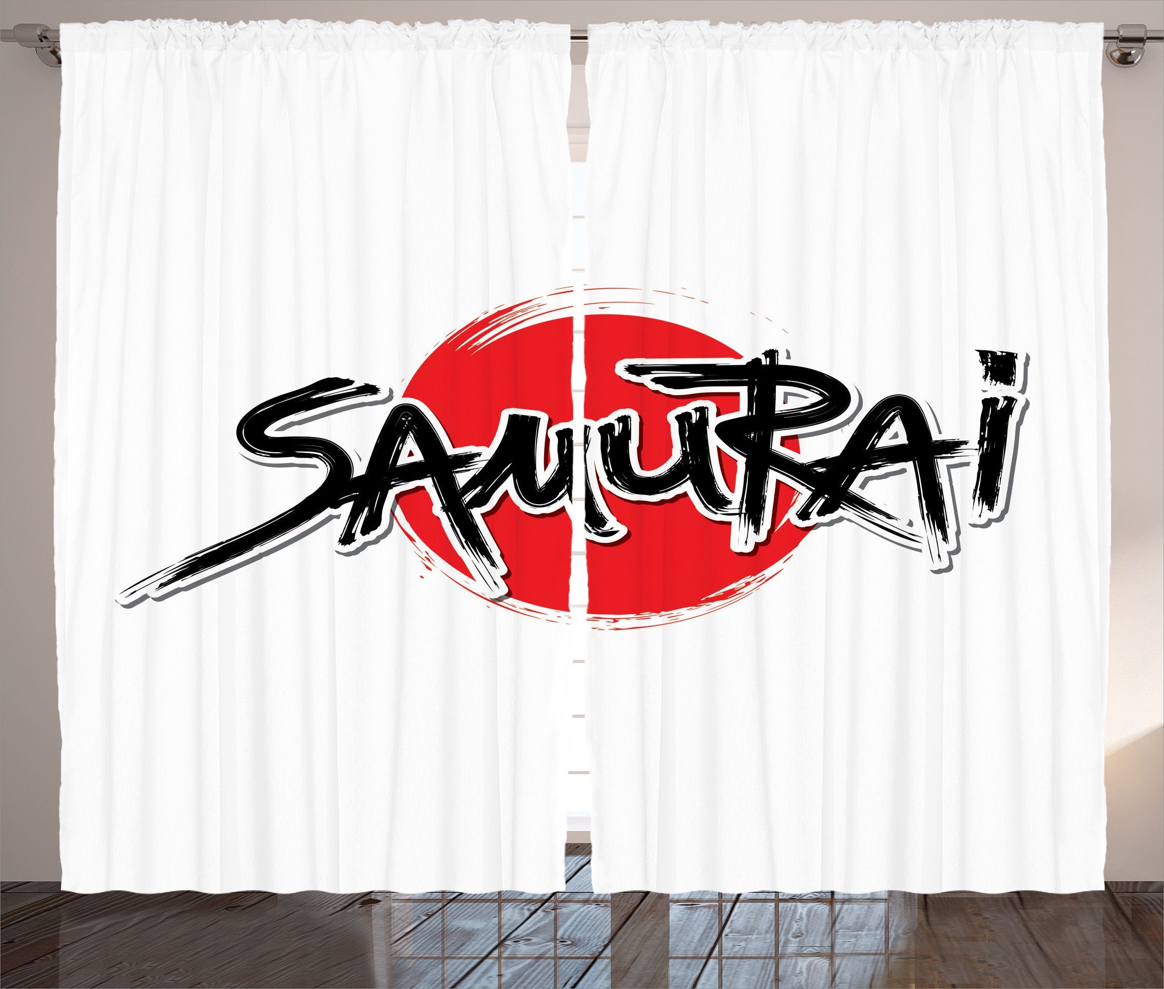 Samurai-Beschriftung Schlafzimmer und Haken, japanisch mit Abakuhaus, Sun Vorhang Kräuselband Gardine Schlaufen