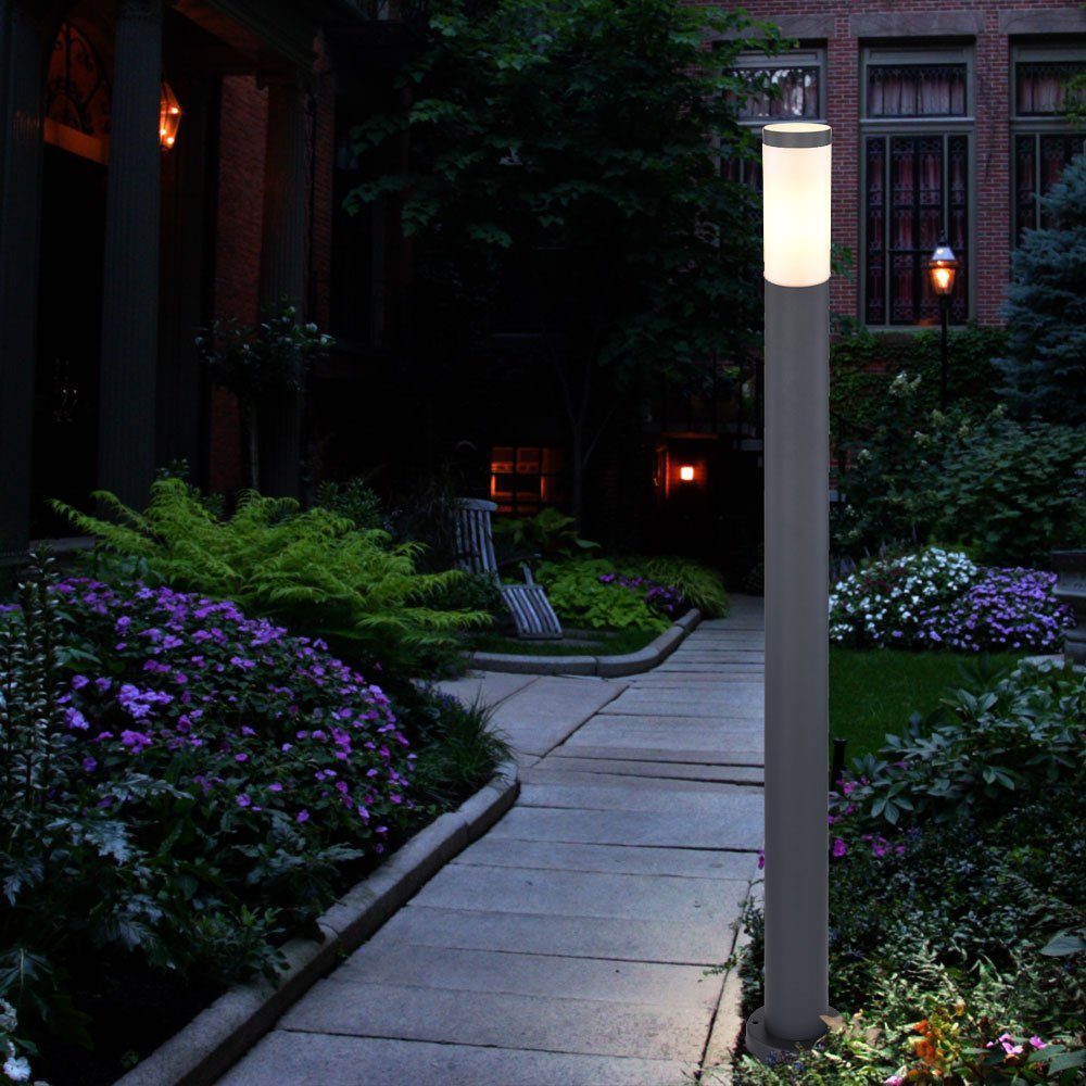 Außen-Stehlampe, Gartenleuchte Wegeleuchte Edelstahl mit LED LED Globo Außenstehlampe inklusive, Leuchtmittel Erdspieß,