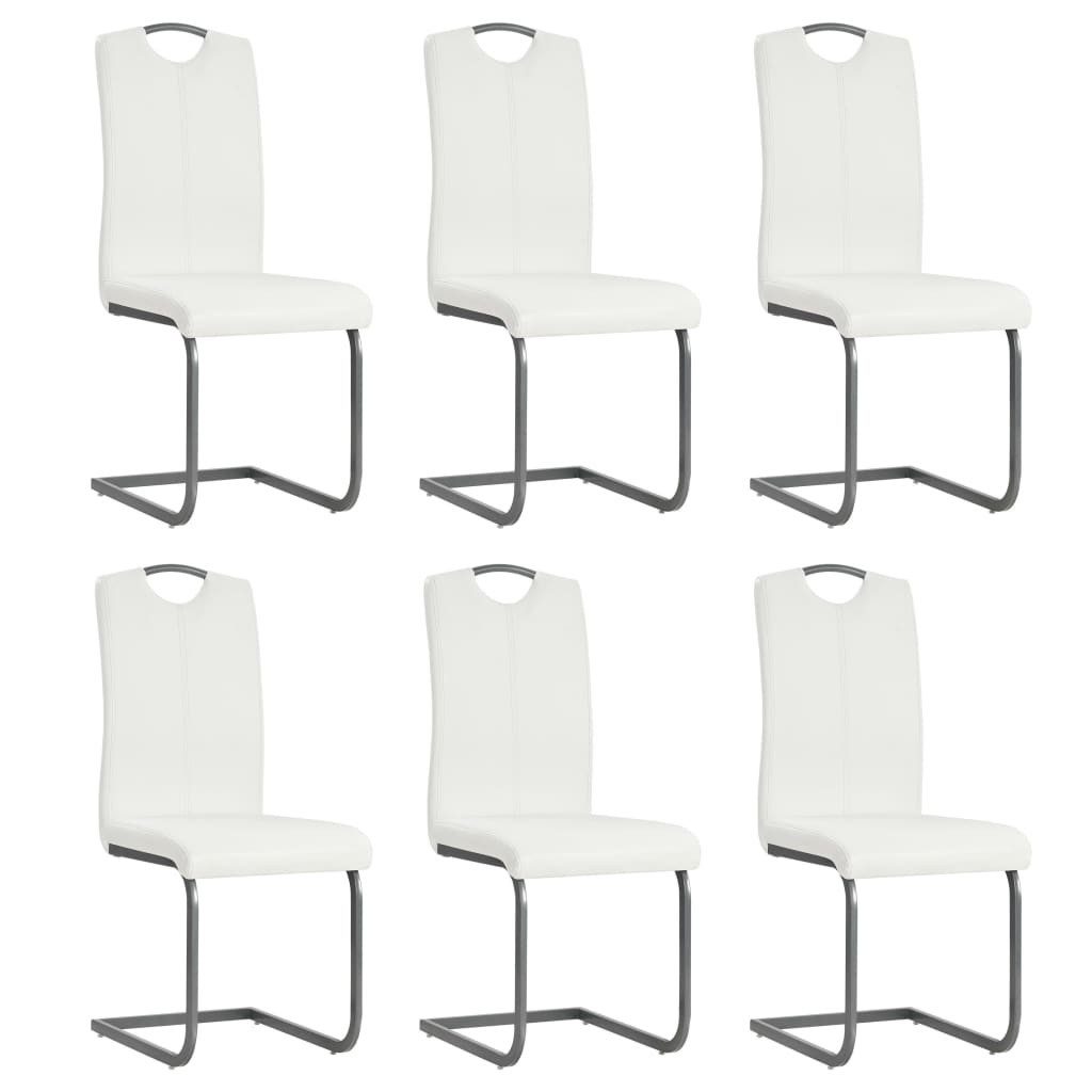 vidaXL Esszimmerstuhl Freischwinger 6 Stk. Weiß günstig online kaufen