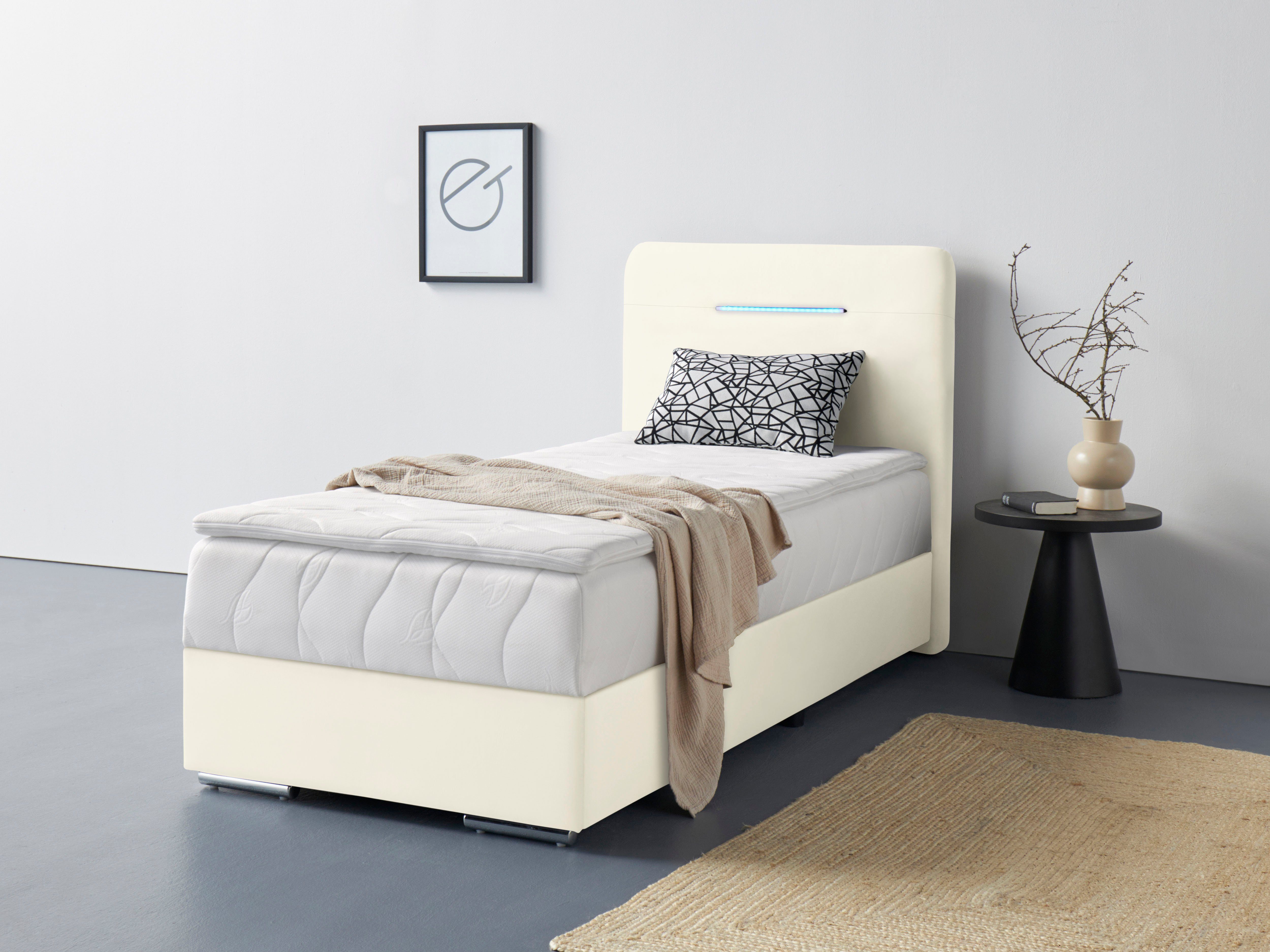 COTTA Boxbett Lighstar, inklusive LED-Beleuchtung, Topper, Bettkasten und Zierkissen