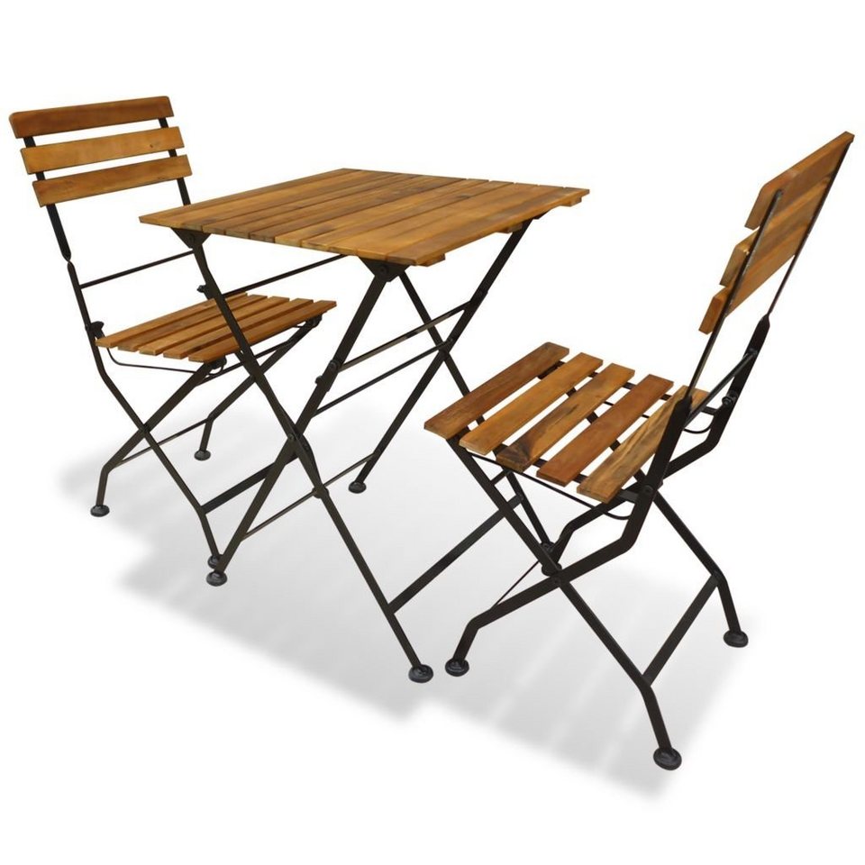 vidaXL Bistrotisch »vidaXL 3-tlg. Bistro-Set Klappbar Massivholz Akazie