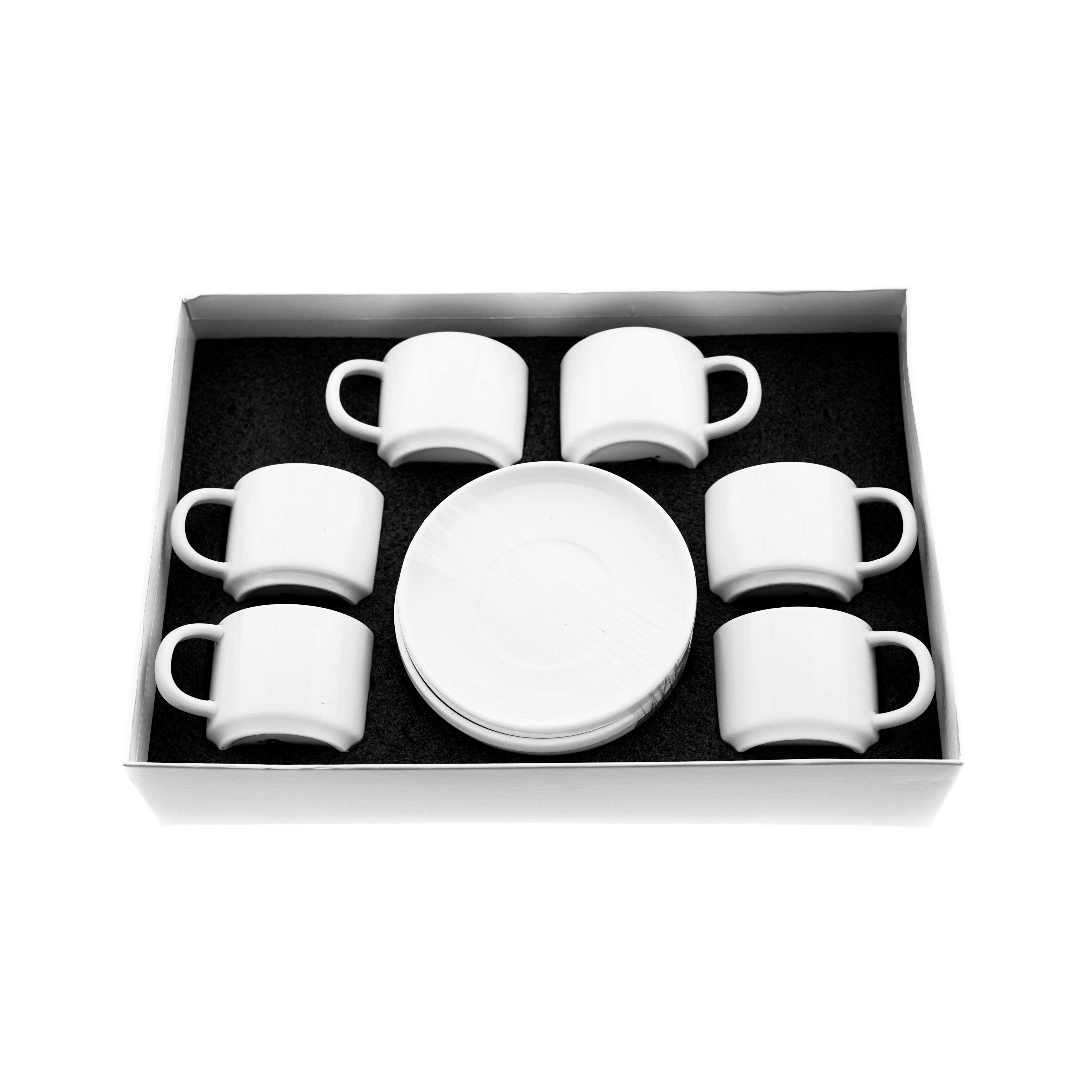 Mulex Espressotasse 12 Tlg. Mokkatassen-Set mit Untertasse Porzellan Mokkaservice 100 ml, 12-tlg. – Bild 3 von 4