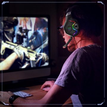 DOPWii Headset mit Geräuschunterdrückung Gaming-Headset (Mikrofon und RGB-Beleuchtung für Switch, Xbox one, PS4)