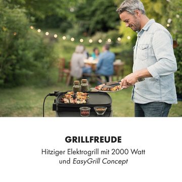 Klarstein Kontaktgrill Gatsby, 2000 W, große Seitentische, Grillplatte mit Antihaft-Beschichtung