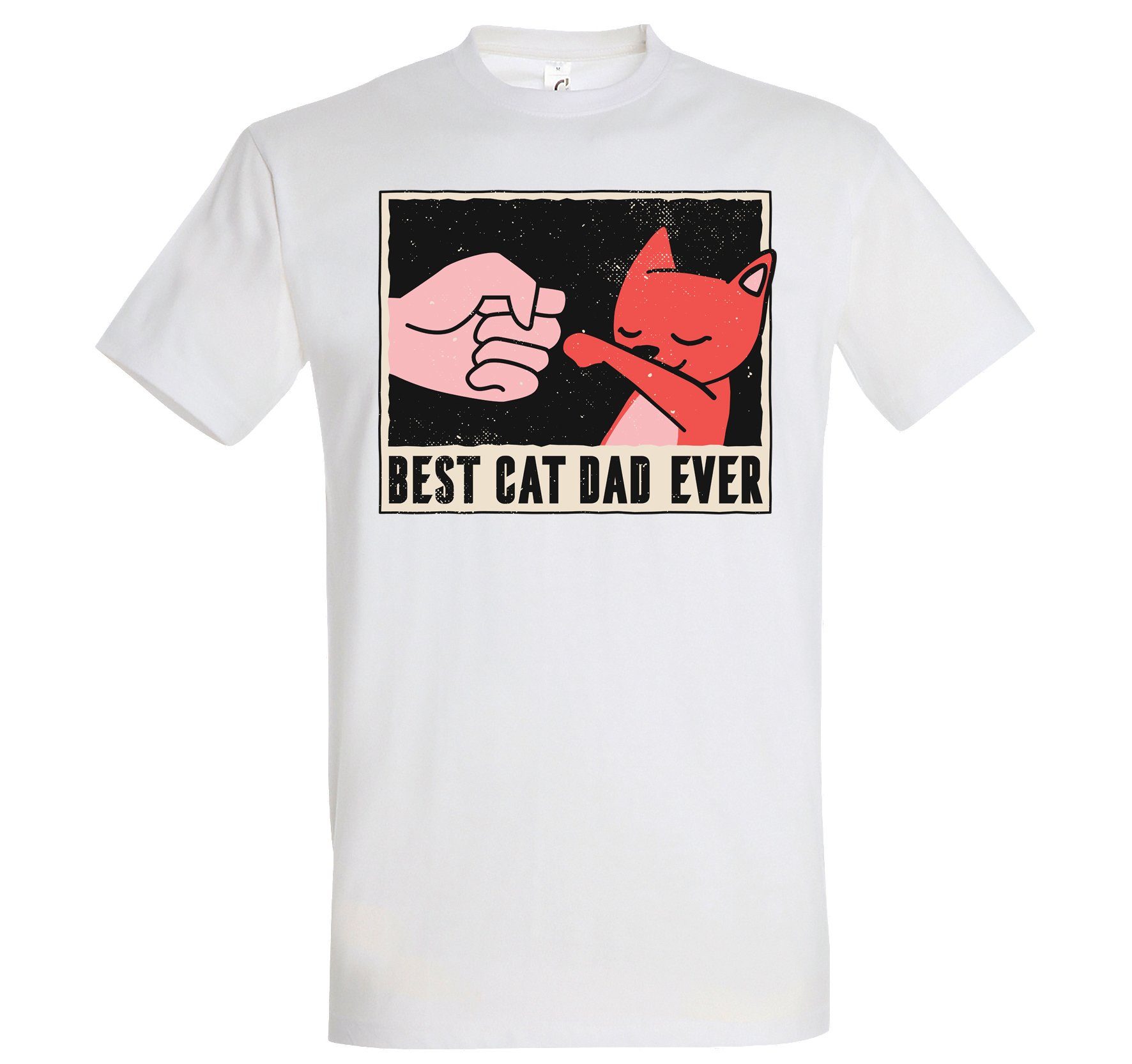 Youth Designz T-Shirt Best Cat Dad Ever Herren Shirt mit lustigem Frontprint Weiß