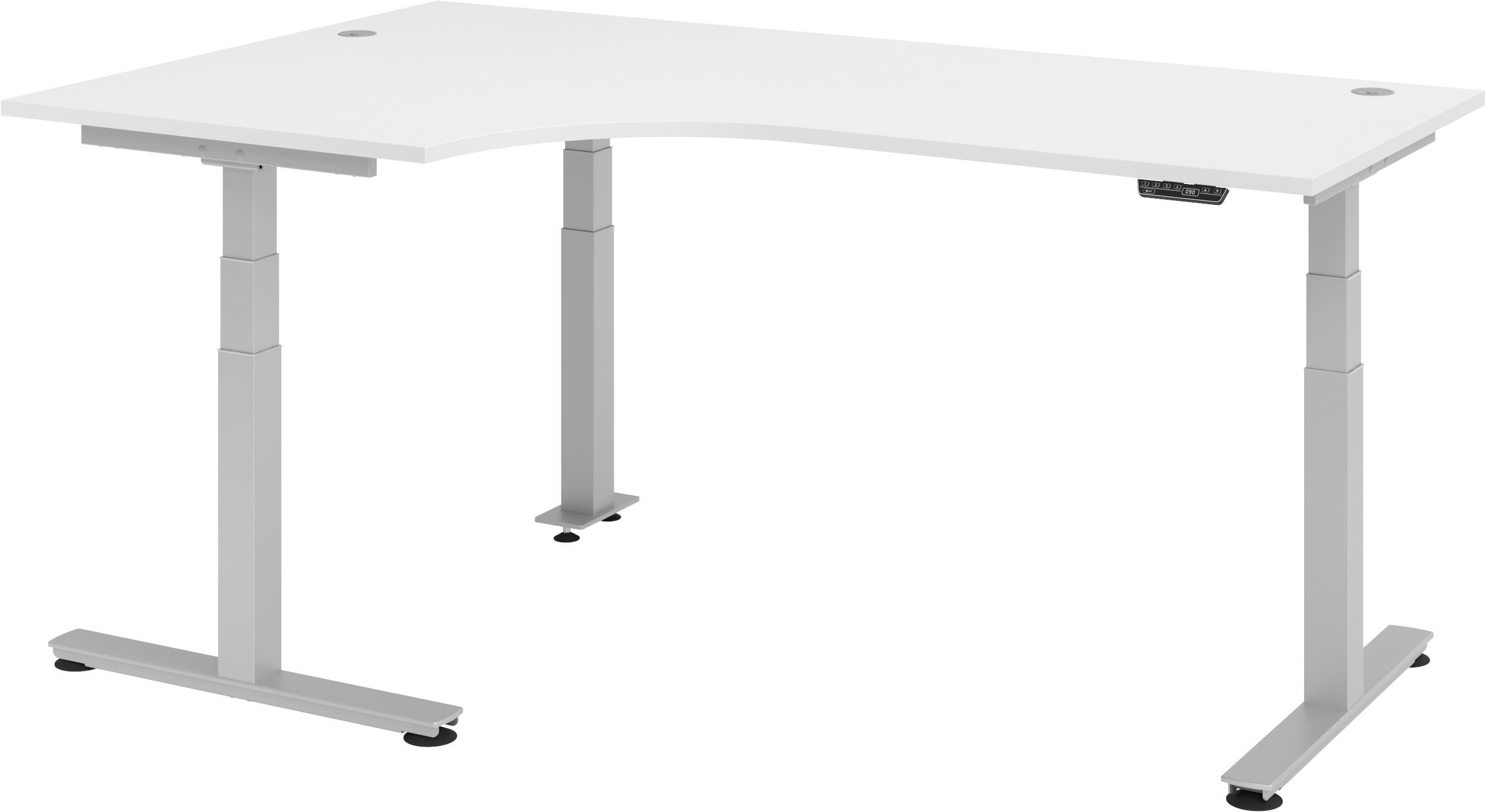 bümö Schreibtisch Schreibtisch elektrisch XDSM, Eckform: 200 x 120 cm - Dekor: Weiß