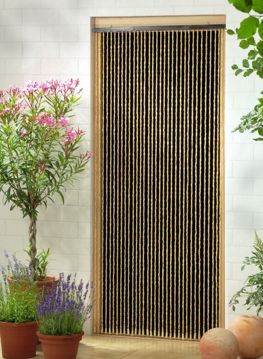 CONACORD Türvorhang Decona Sumatra Dekovorhang beige, Hakenaufhängung, halbtransparent, 90 x 200 cm, Bambus - hohe Strangdichte