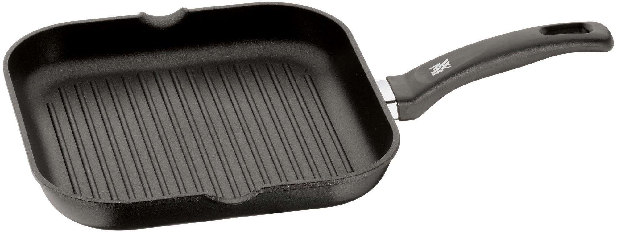 WMF Grillpfanne Party 27 x 27 cm mit Ausguss, Grillpfanne mit Antihaftversiegelung, Aluminiumguss, wärmereduzierender Griff, nicht induktionsgeeignet