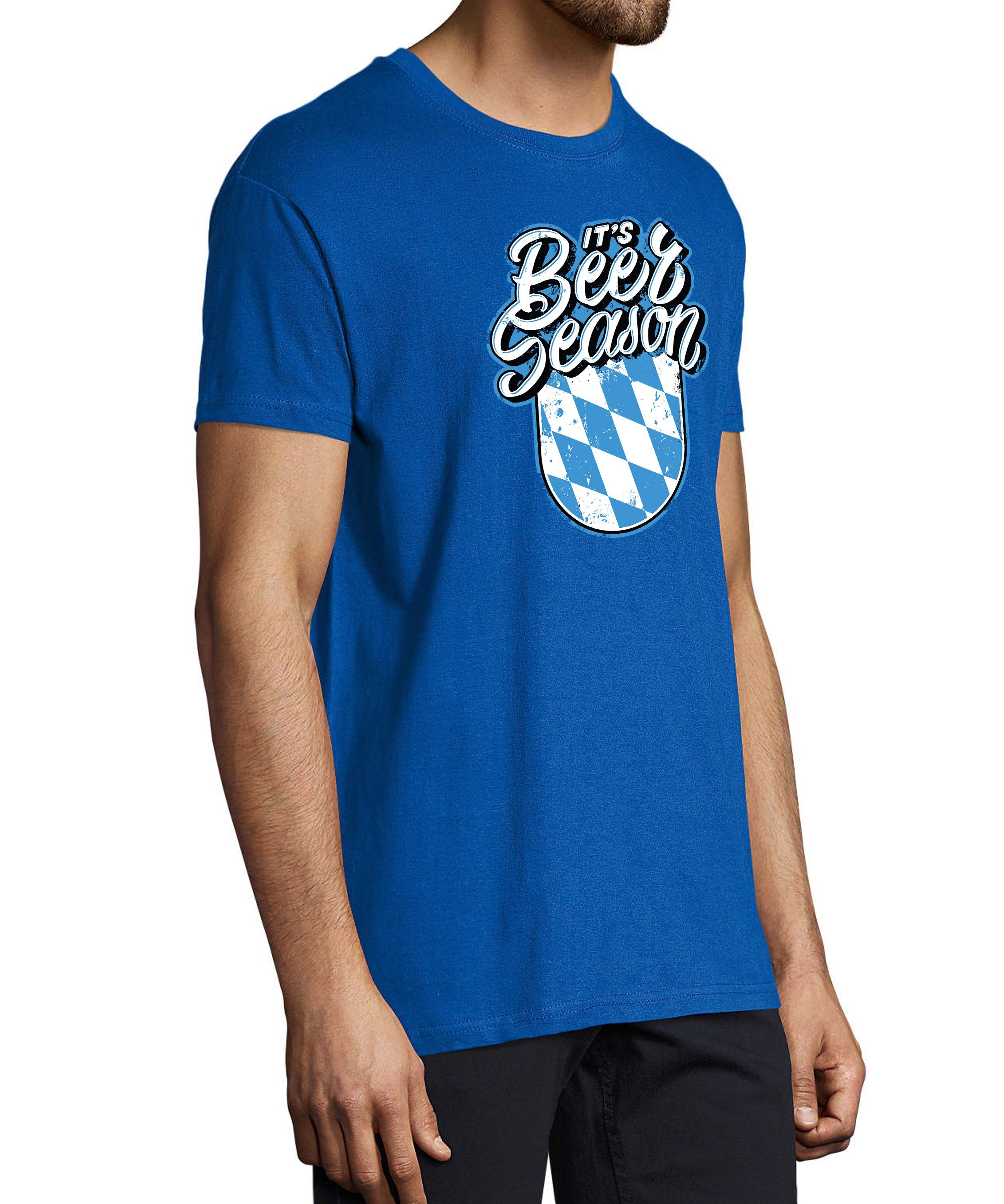 mit i303 Baumwollshirt Beer Shirt Fit, Herren T-Shirt Regular Oktoberfest blau its Trinkshirt Fun Aufdruck Season royal MyDesign24 Print -