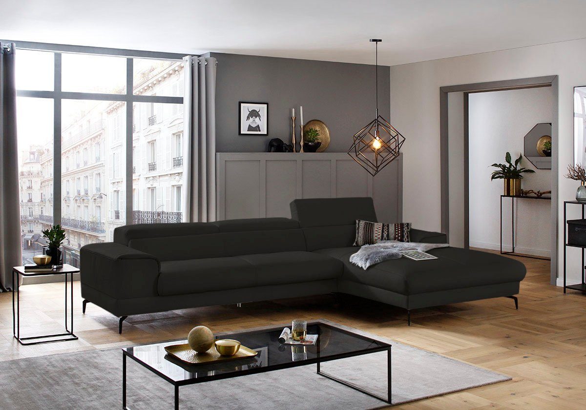 W.SCHILLIG Ecksofa piedroo, Designsofa mit tollem Sitzkomfort, bequem, L-Form, Kopfteilverstellung, wahlweise mit Sitztiefenverstellung, Breite 343cm