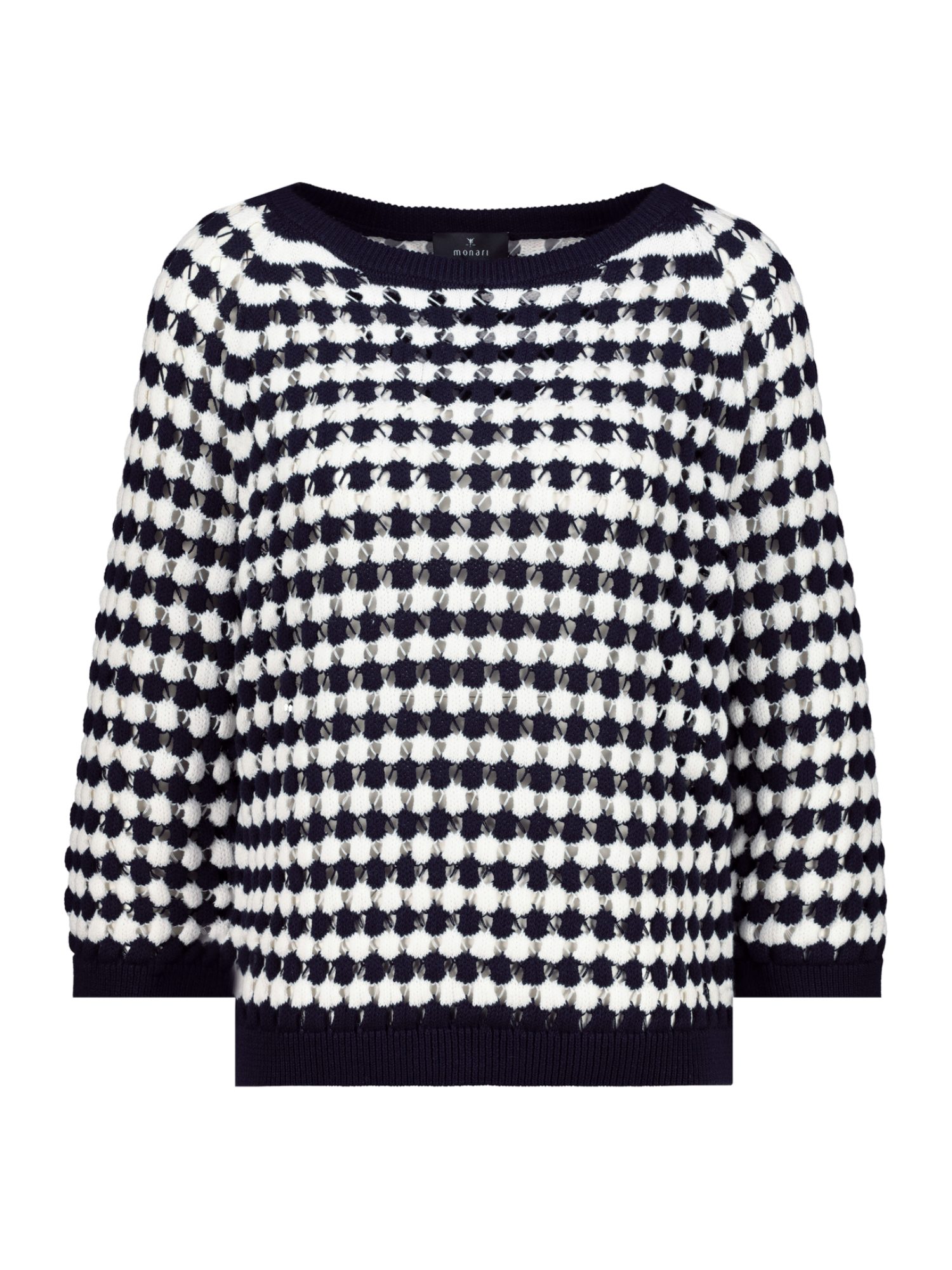 Monari Strickpullover bunt,Casual,Baumwolle,Strukturiert,Rundhals,3/4 Arm,Regular Fit