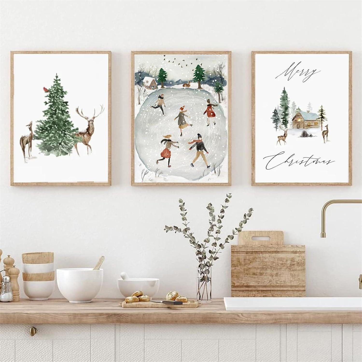 Trayosin Poster Premium Weihnachten Winter Poster Set 3er Wandbilder Kunst
