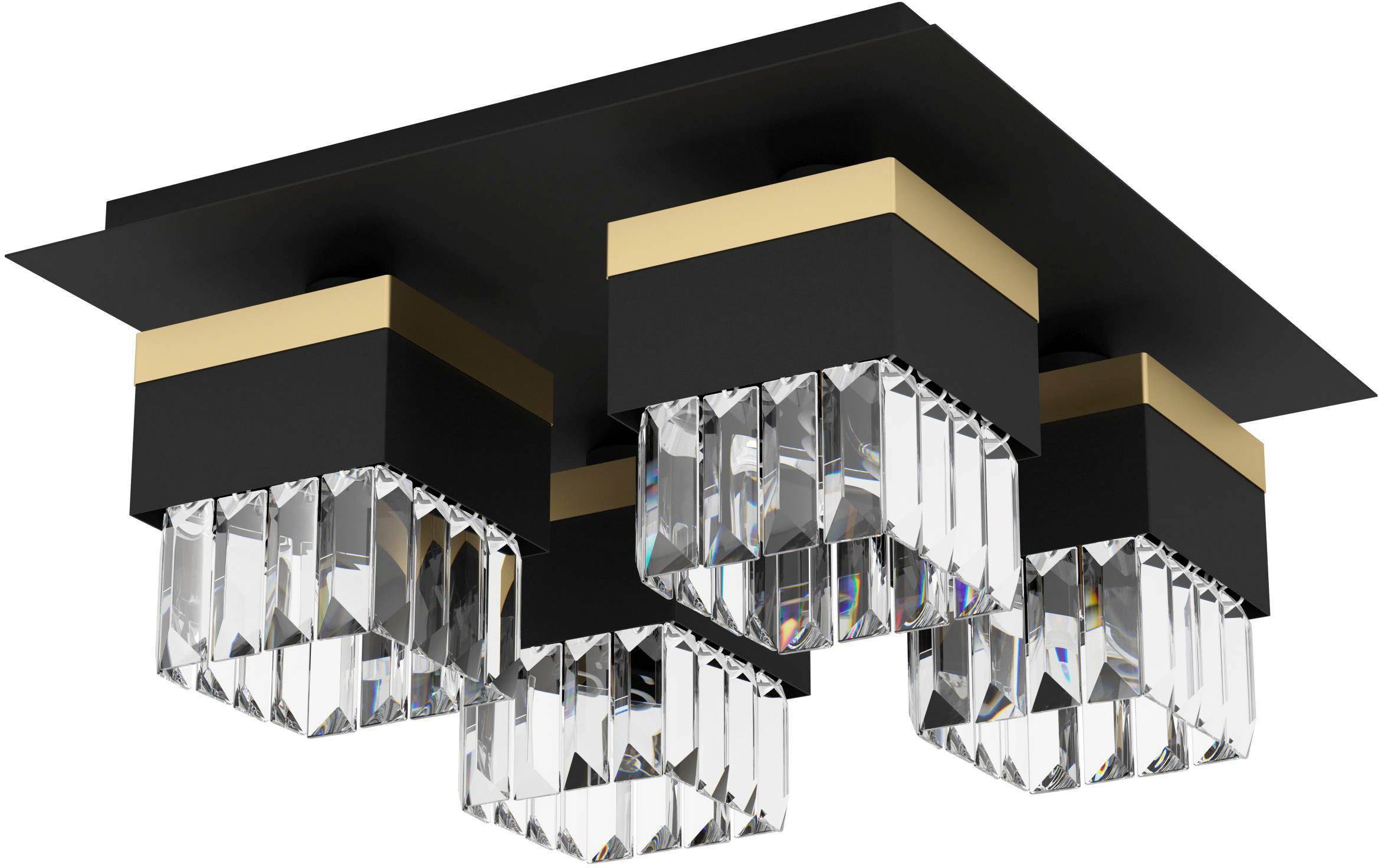 EGLO Deckenleuchte BARRANCAS, Leuchtmittel wechselbar, ohne Leuchtmittel, Deckenleuchte in schwarz und gold aus Stahl - exkl. E14 - 40W | Deckenlampen