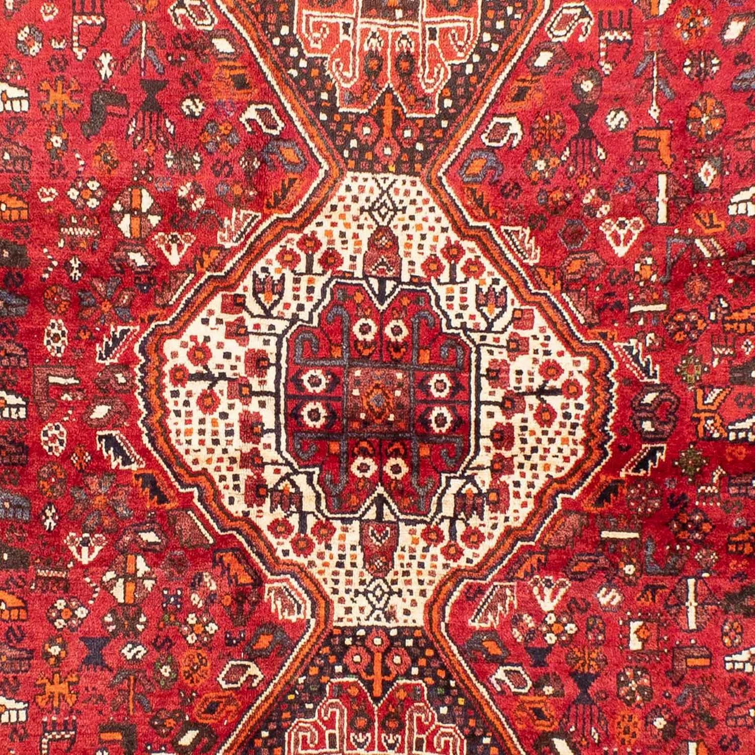 mm, Höhe: Zertifikat morgenland, Unikat 260 x rechteckig, 10 cm, Wollteppich Rosso mit Shiraz 180 Medaillon
