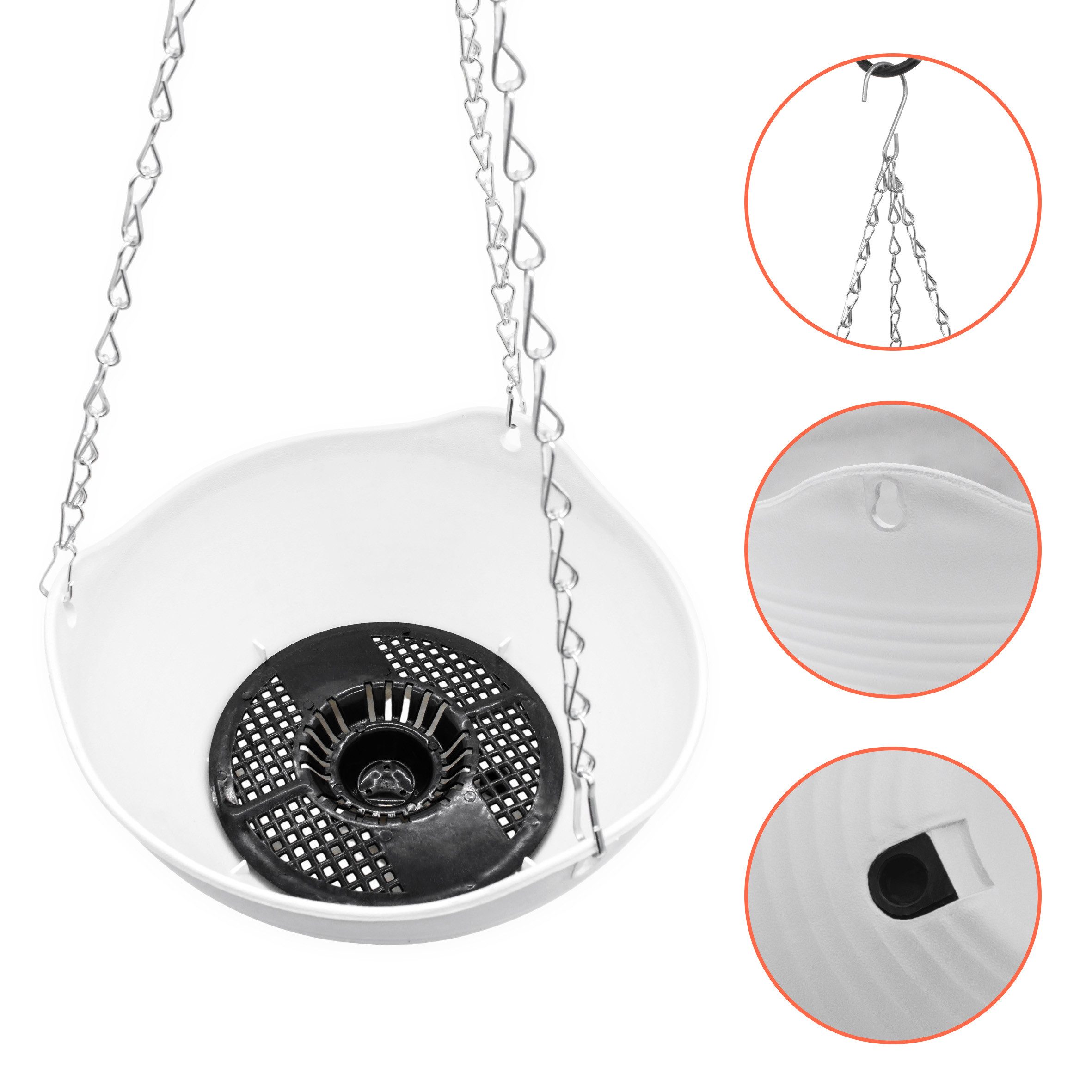 Spetebo Blumenampel Hängeampel mit Rillen Struktur 25 cm - 2er Set (Anzahl, 1 St., Set), eingearbeitete Drainage mit Verschluss-Stopfen – Bild 3 von 5