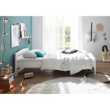 Begabino Einzelbett Einzelbett Komfortables Jugendbett 90 x 200 cm Kiefer weiß Stilvoll