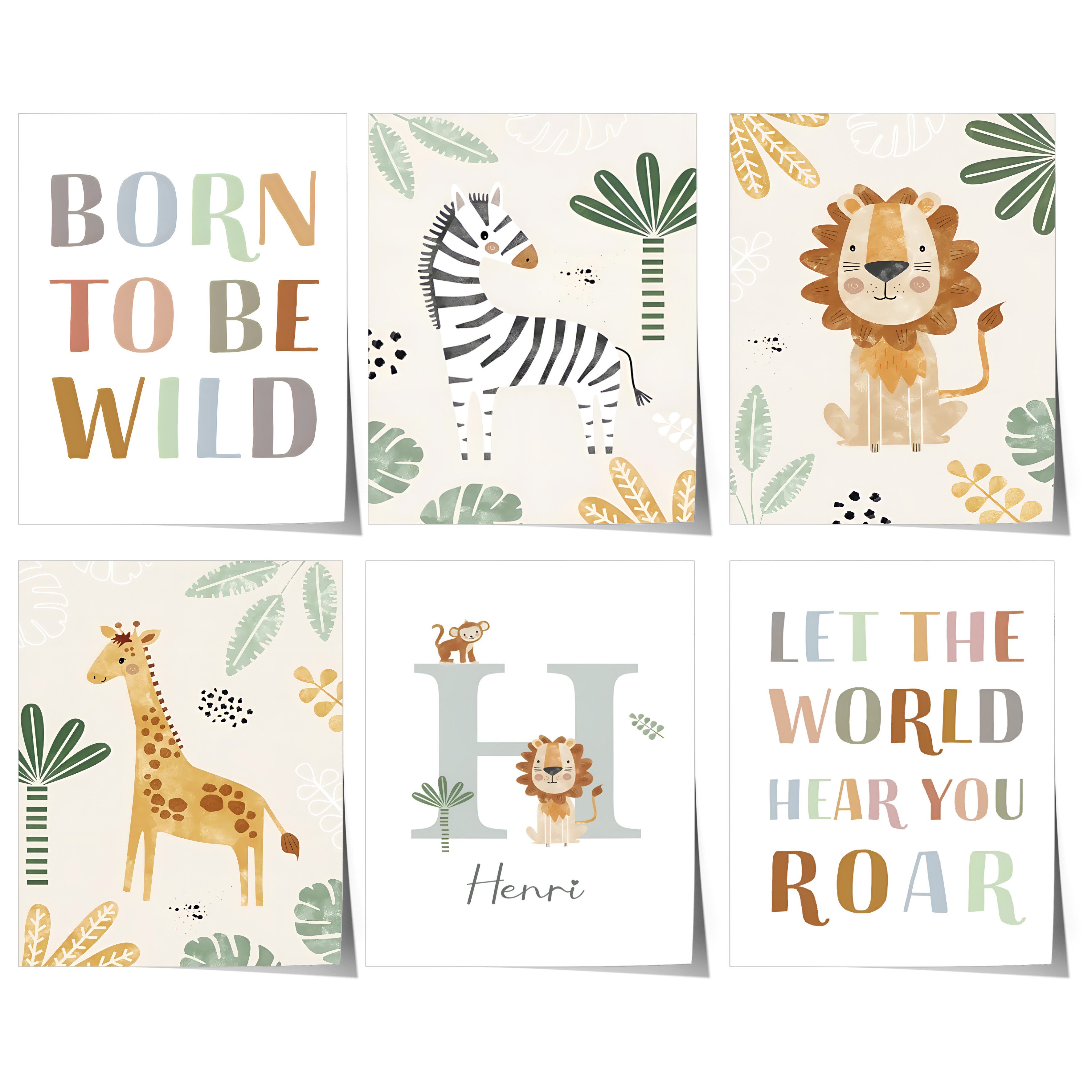 JUSTGOODMOOD Poster Premium ® Safari Dschungel Tiere Name Personalisiert Ki günstig online kaufen