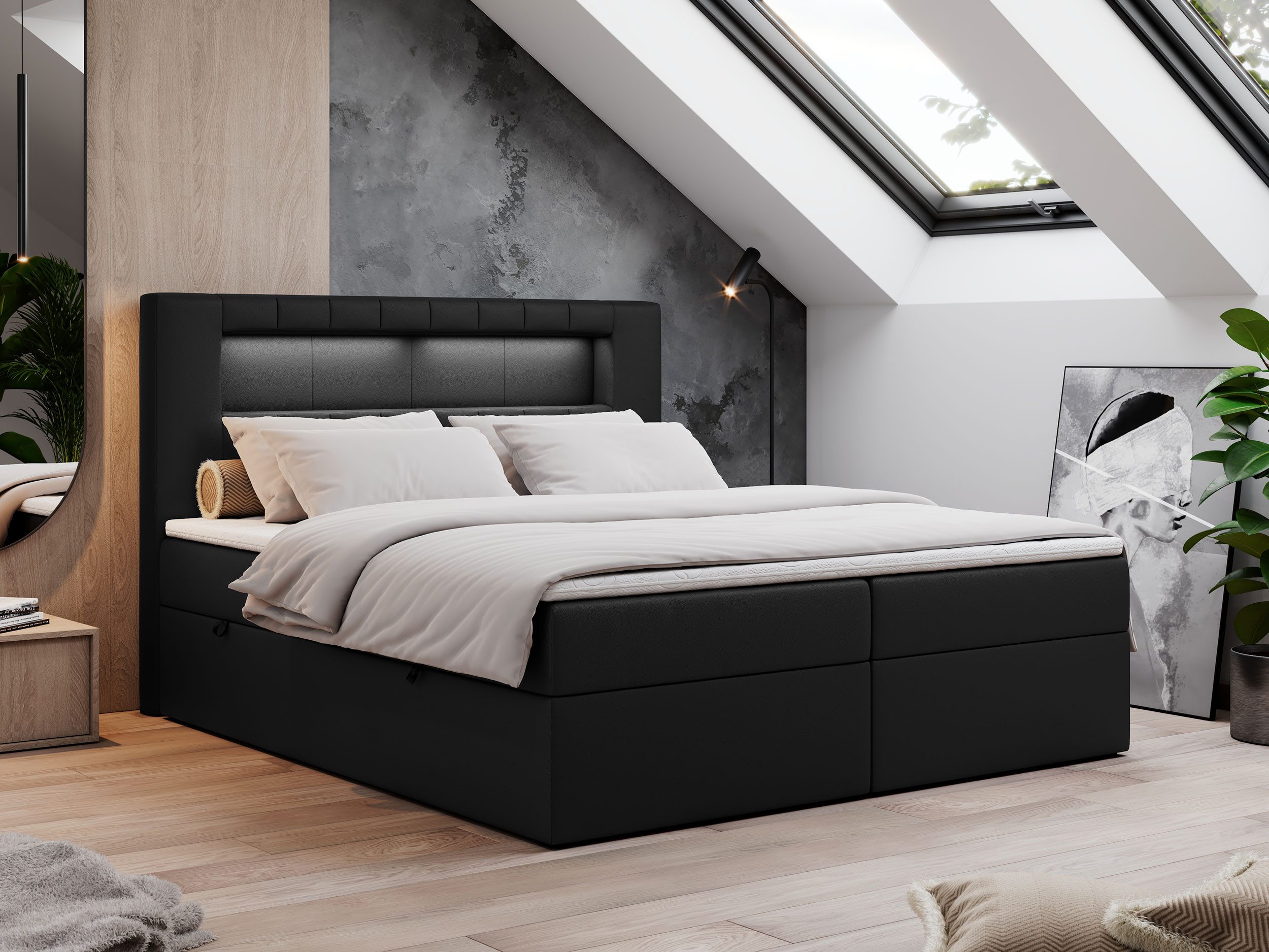 MKS MÖBEL Boxspringbett GOLD5 (Set, Packung, 7 Härtezonen, T30-Schaum, LED, günstig online kaufen