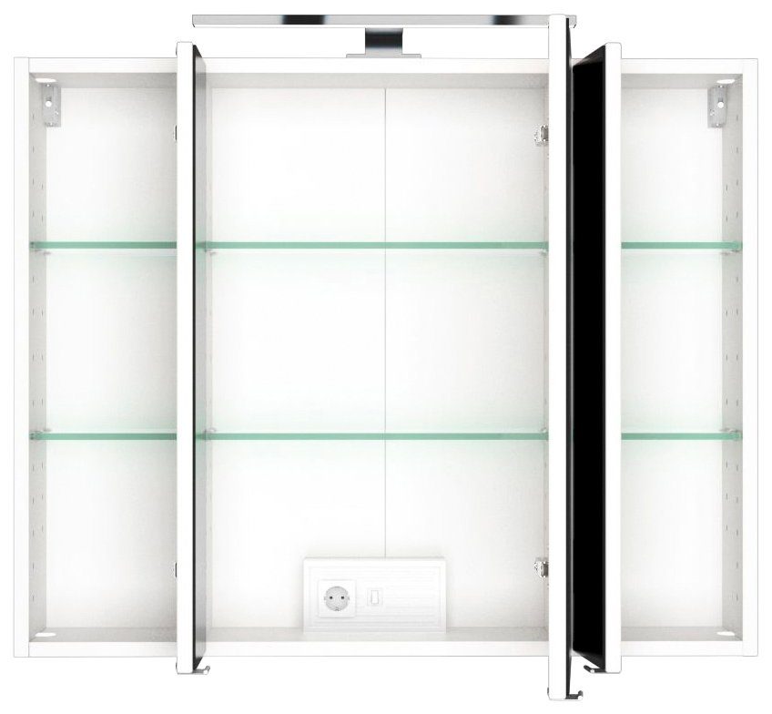 HELD MÖBEL Spiegelschrank Baabe Breite | Spiegeltüren mit 80 3 cm, weiß 3D-Effekt, Weiß dank