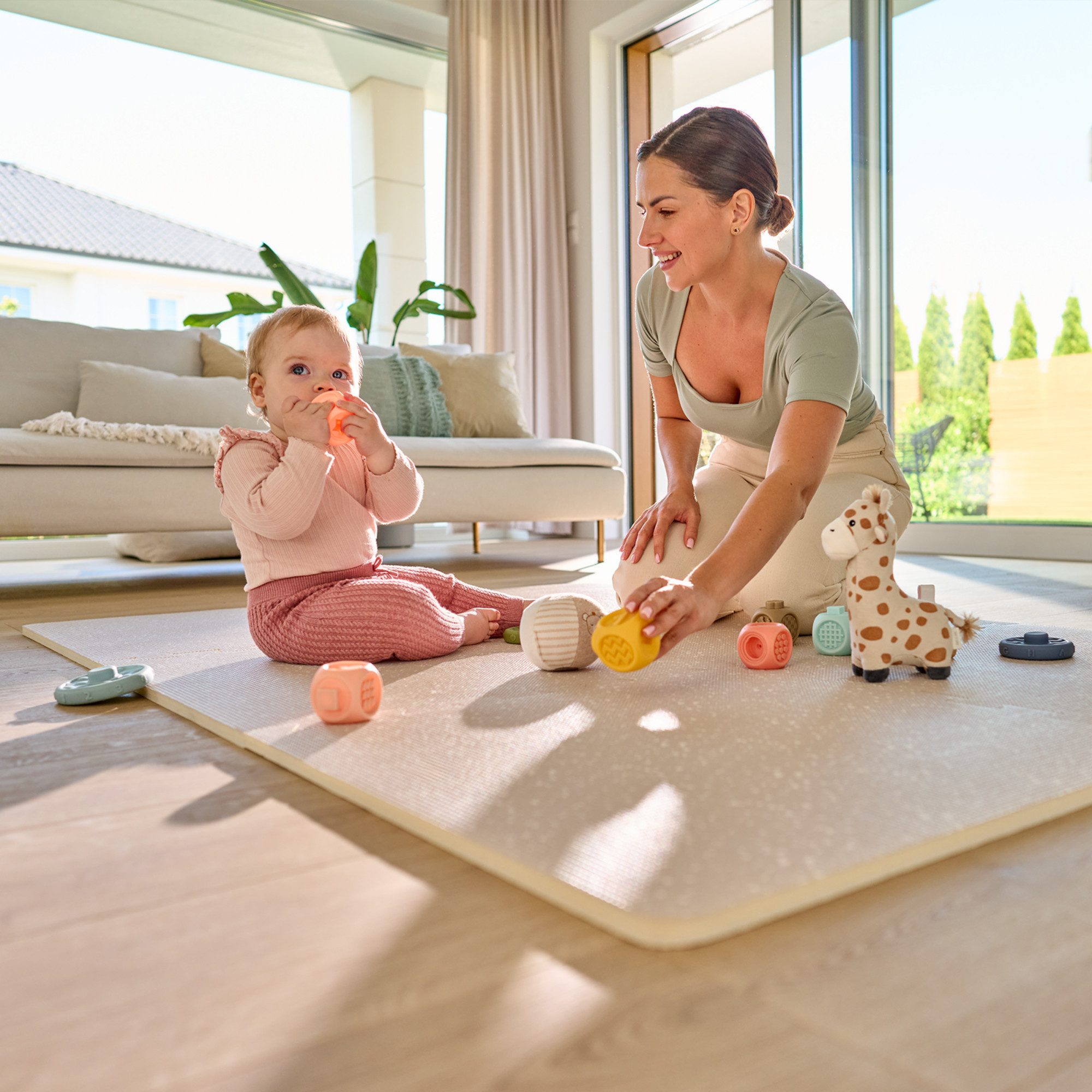 lionelo Spielmatte YOKA (Set, Set / Boho design), Geruchsneutral/beidseitig rutschfest/0+ Monate/tragbar