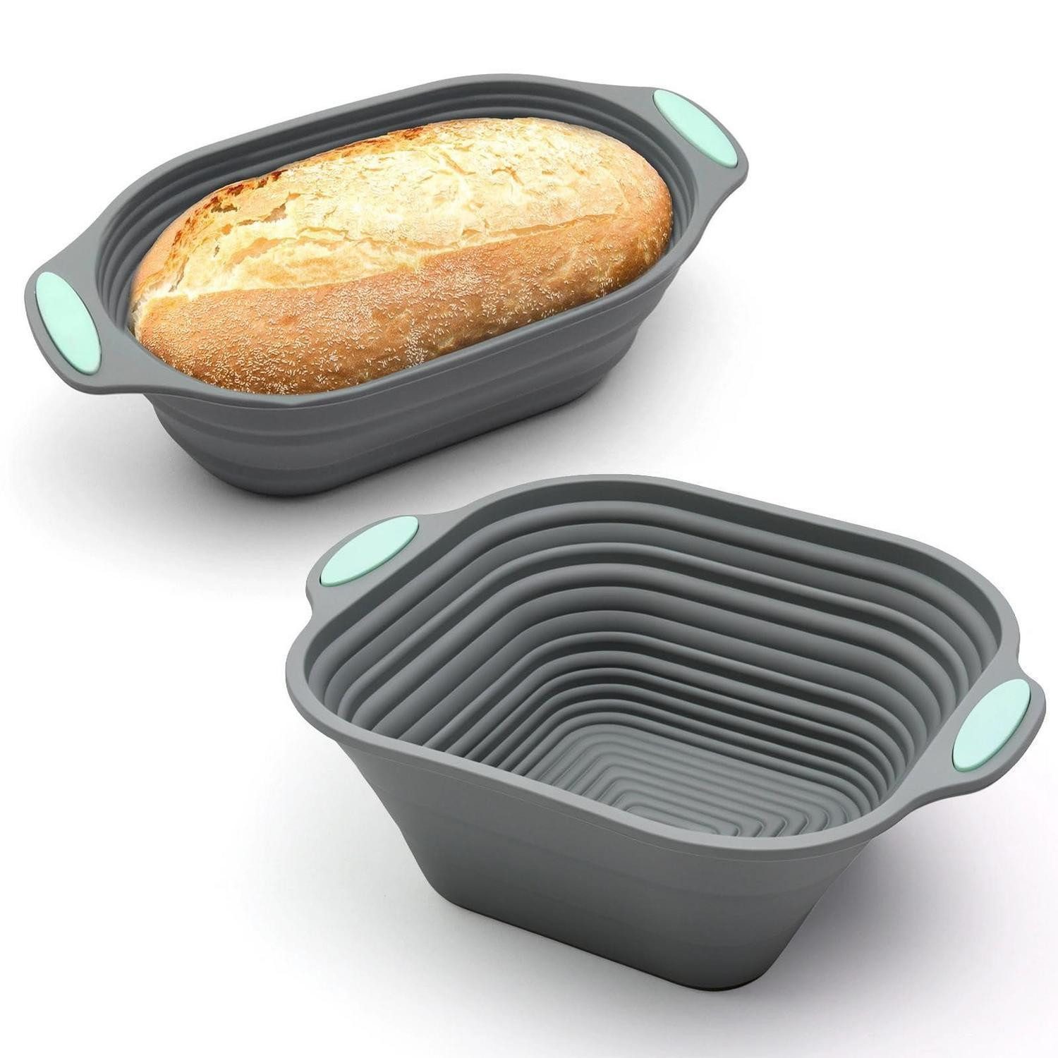 LuxusKollektion Brotbackform Graue Silikon Backform faltbar Ø 26.5cm Quadrat/Oval, (1-tlg)