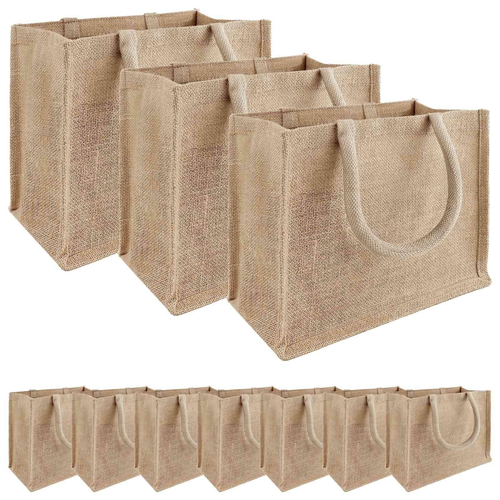 vidaXL Einkaufstrolley Jute-Handtaschen 10 Natur 26 x 22 x 14 cm 100% Tossa-Jute
