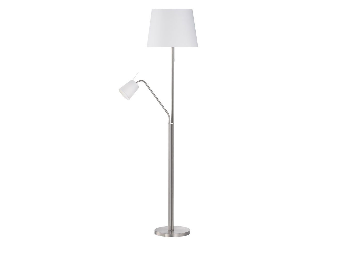 Weiß, Leselampe meineWunschleuchte Lampen-schirm Warmweiß, Designklassiker Große 175cm Stehlampe, Lesearm, LED Stoff wechselbar, H: mit LED