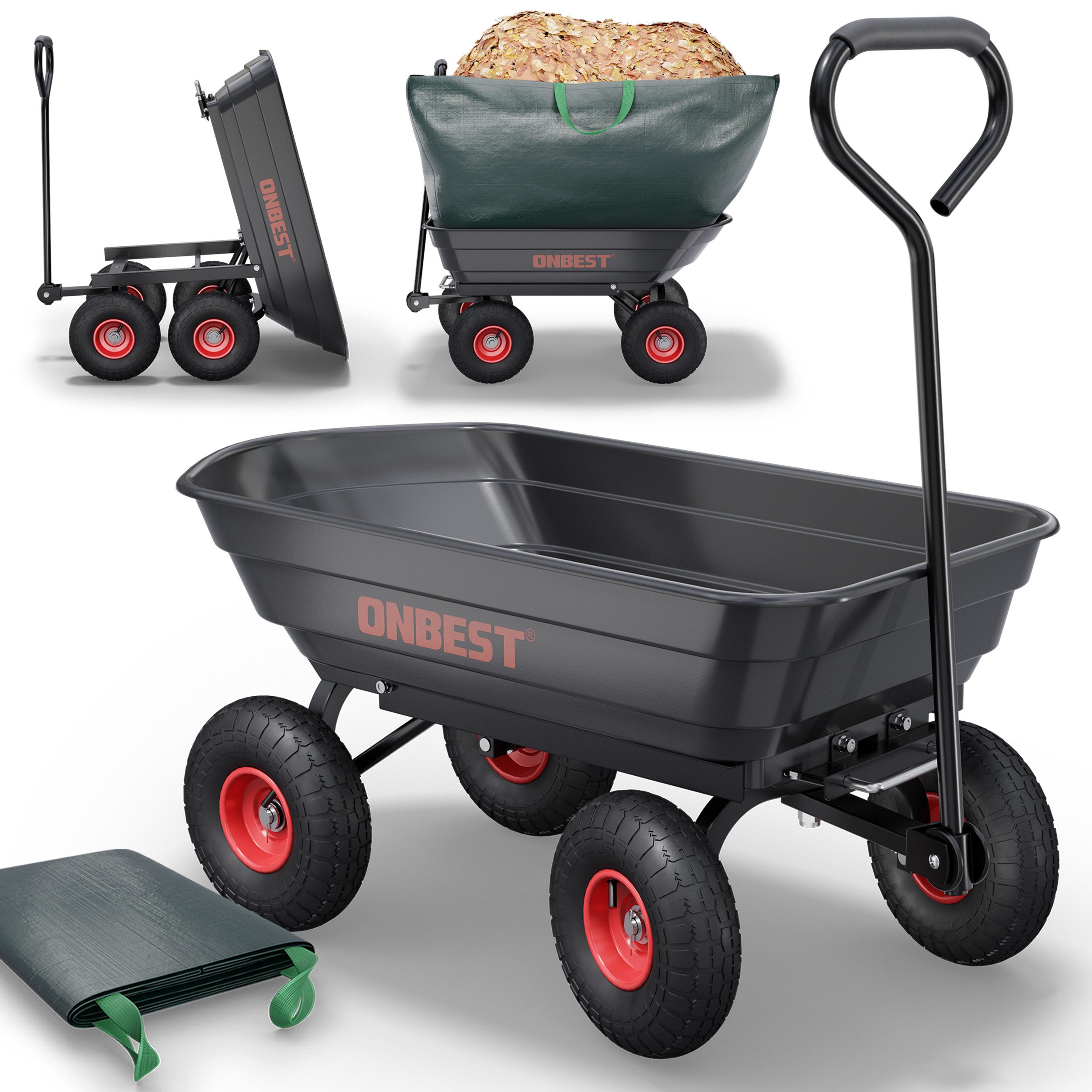 ONBEST Bollerwagen Mit Klapp Baren Seitenwänden ? Produktbild-Vorschau 2