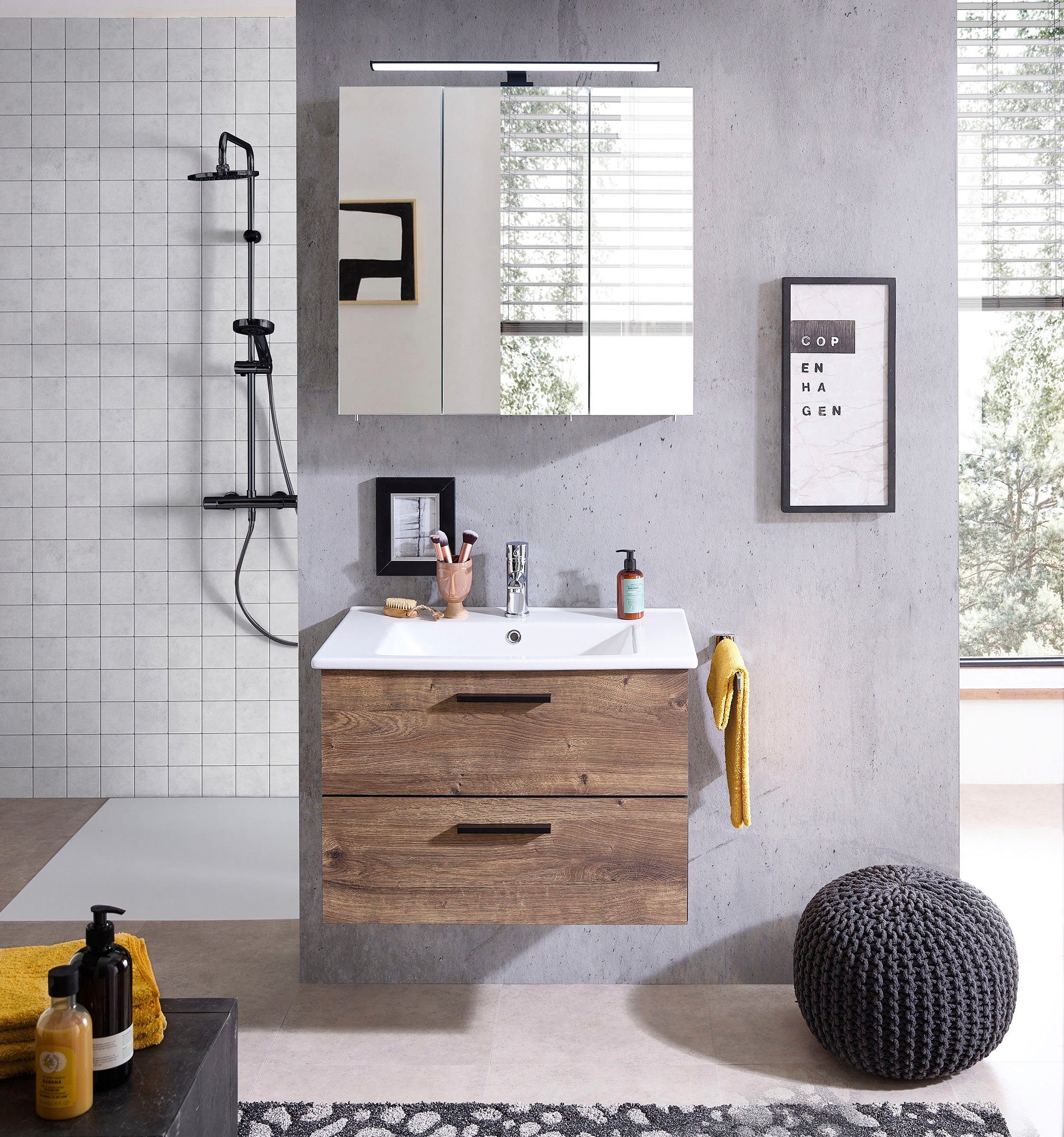 Saphir Badmöbel-Set Quickset 374 Keramik-Waschtisch mit günstig online kaufen